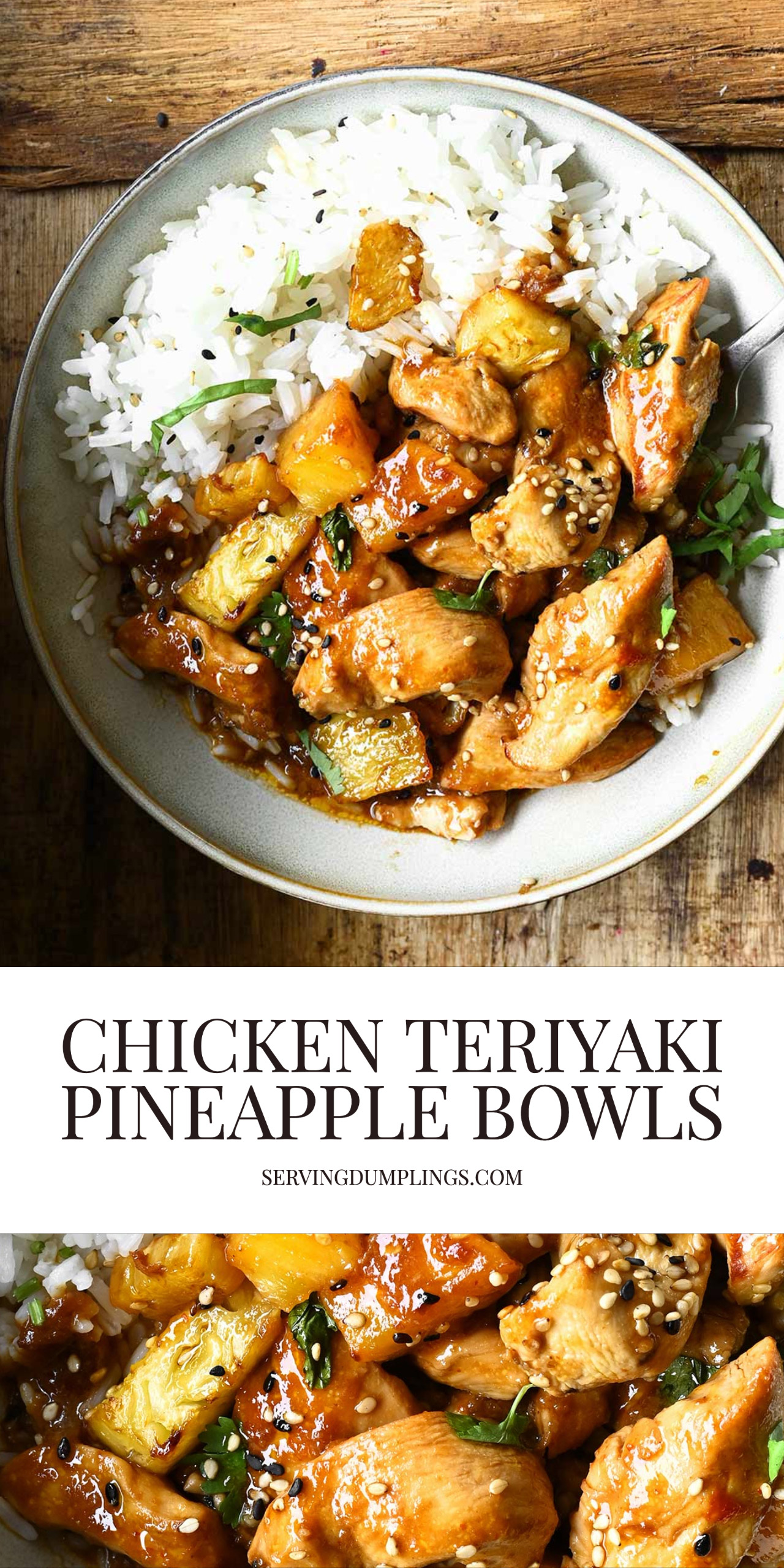 Chicken Teriyaki Pineapple Bowls Serving Dumplings