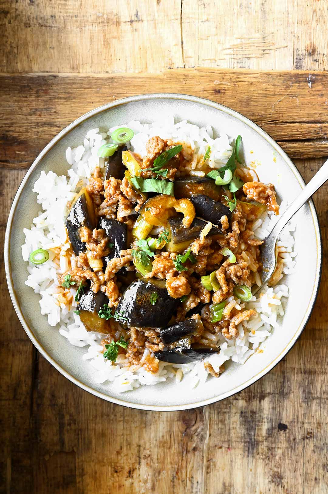 gochujang eggplant rice bowls