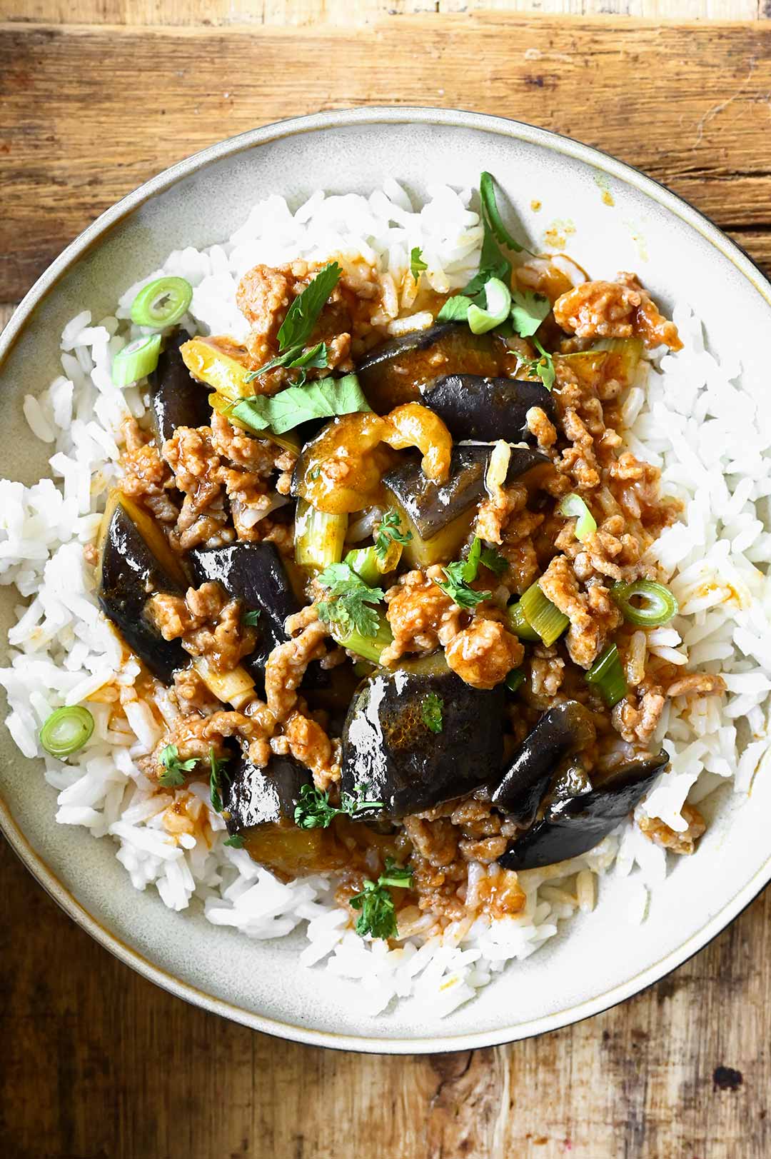 gochujang eggplant rice bowls
