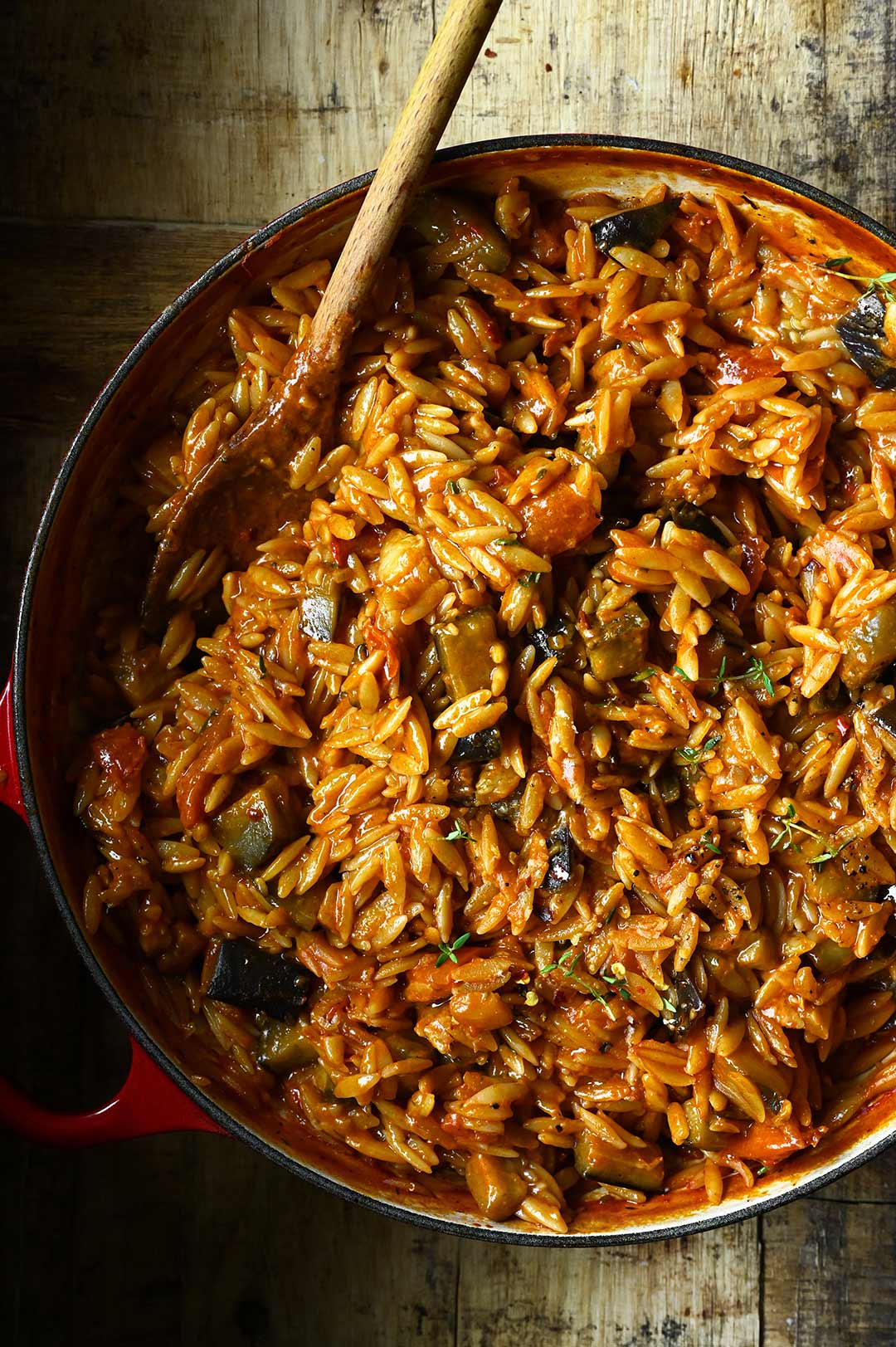 one pot eggplant parmesan orzo