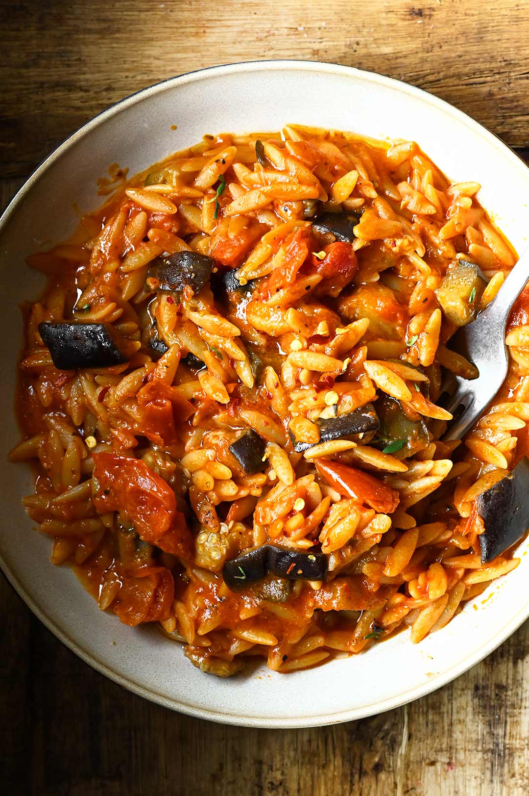 one pot eggplant parmesan orzo