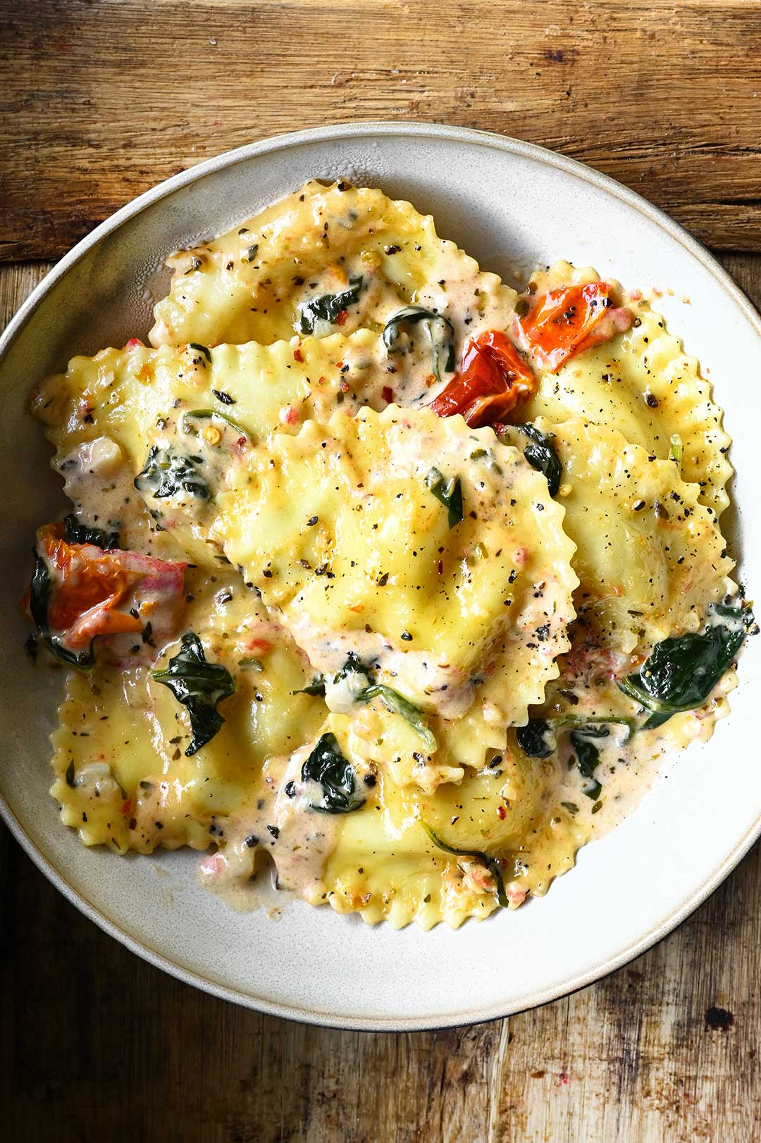 creamy tuscan ravioli