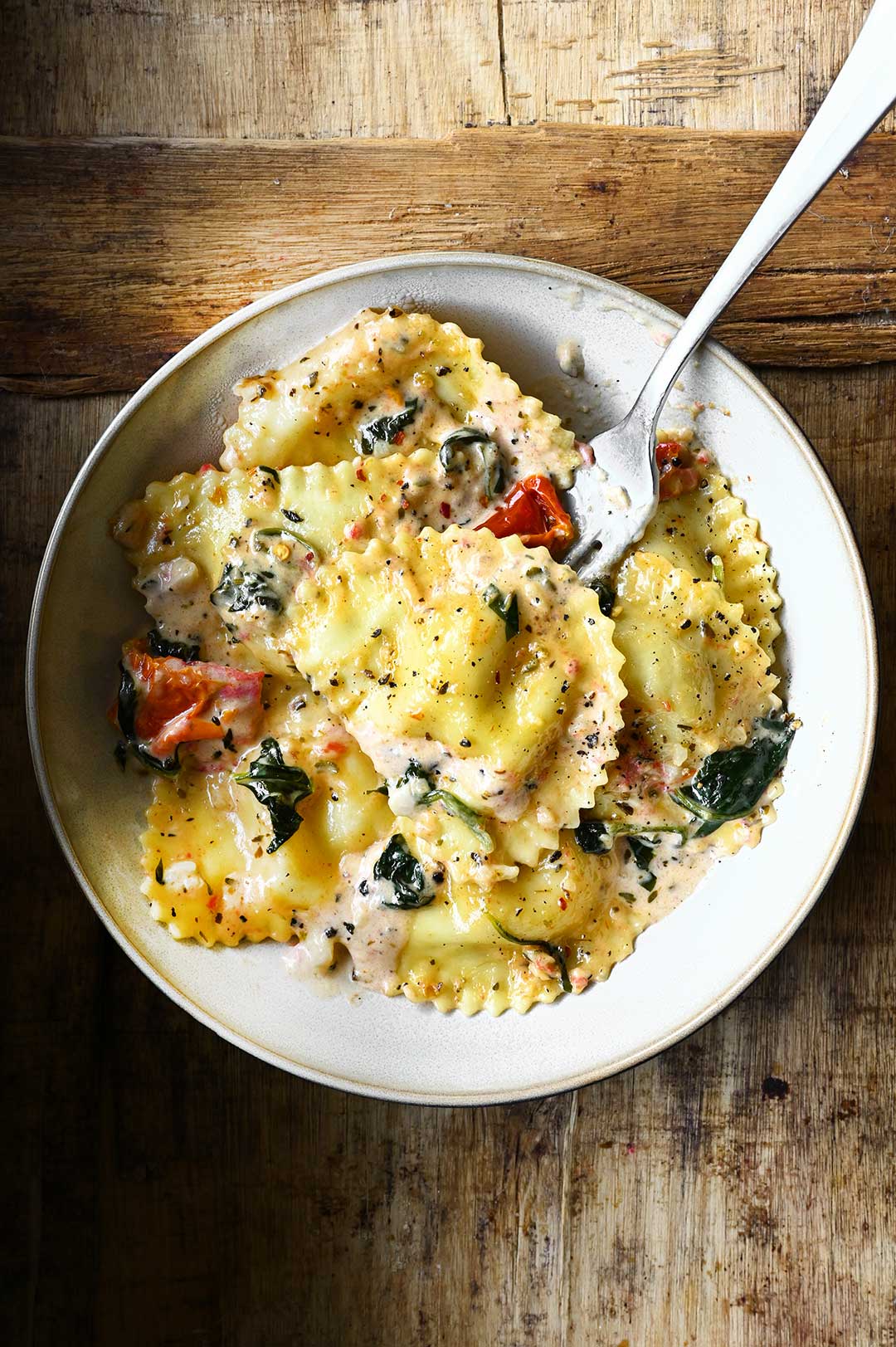 creamy tuscan ravioli