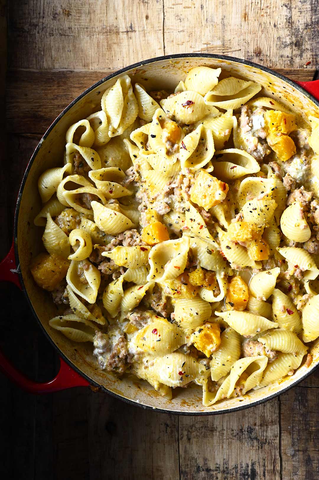 mascarpone butternut squash pasta with pork
