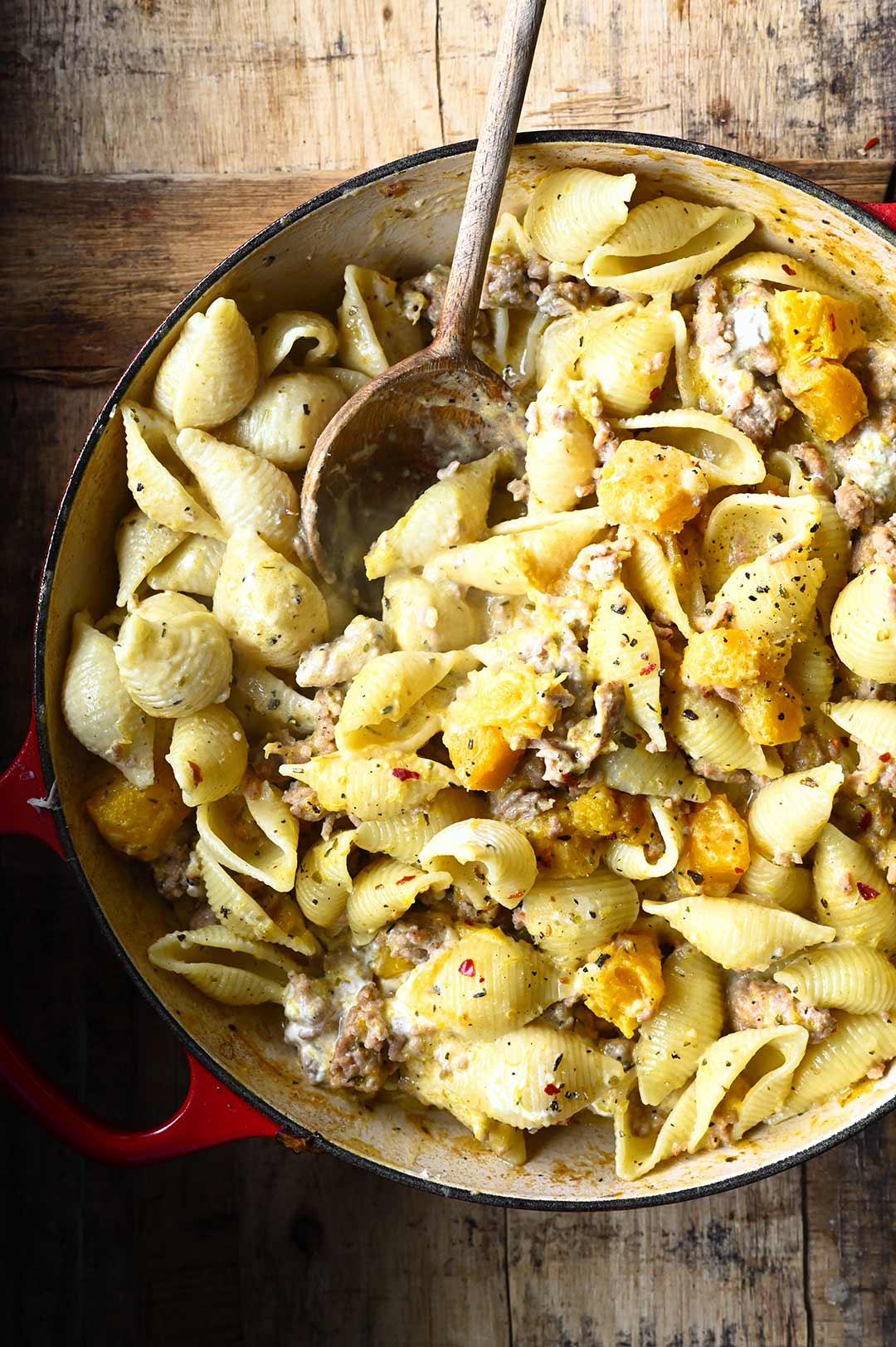 mascarpone butternut squash pasta with pork