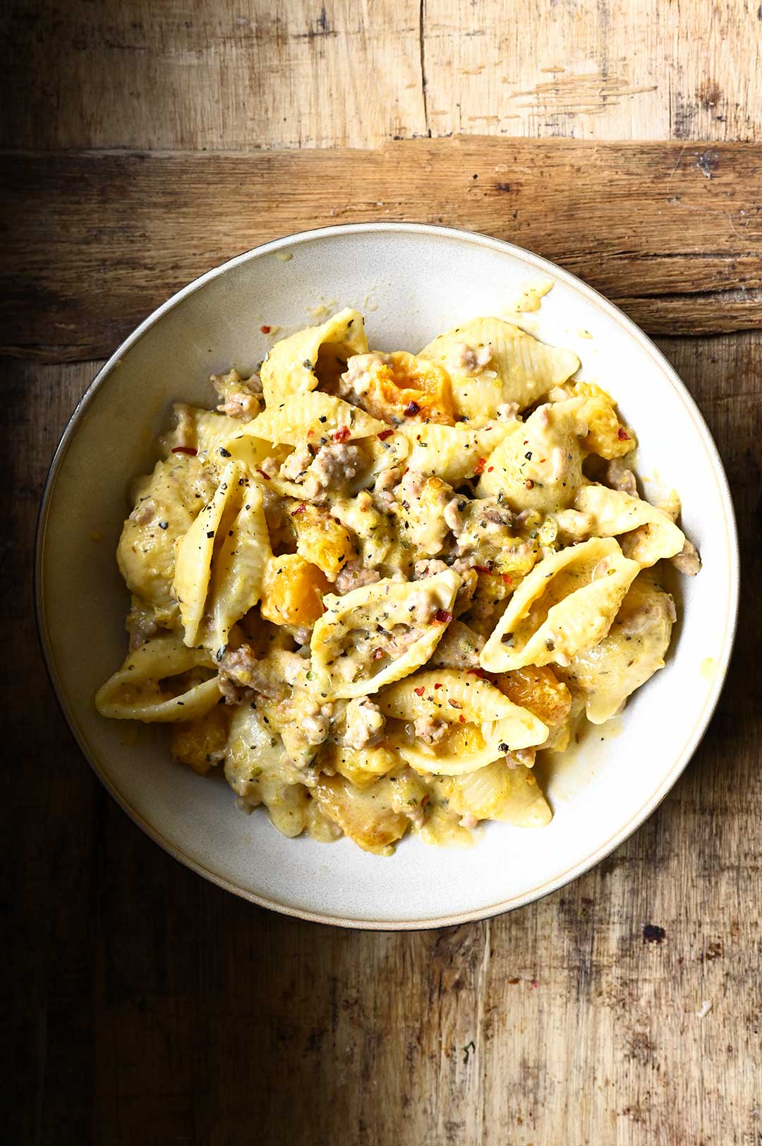 mascarpone butternut squash pasta with pork