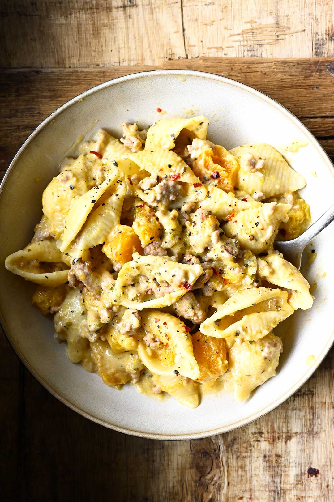 mascarpone butternut squash pasta with pork