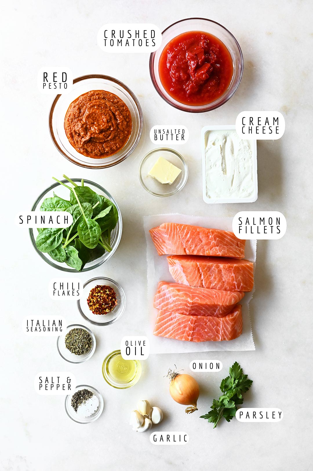 salmon in creamy red pesto sauce