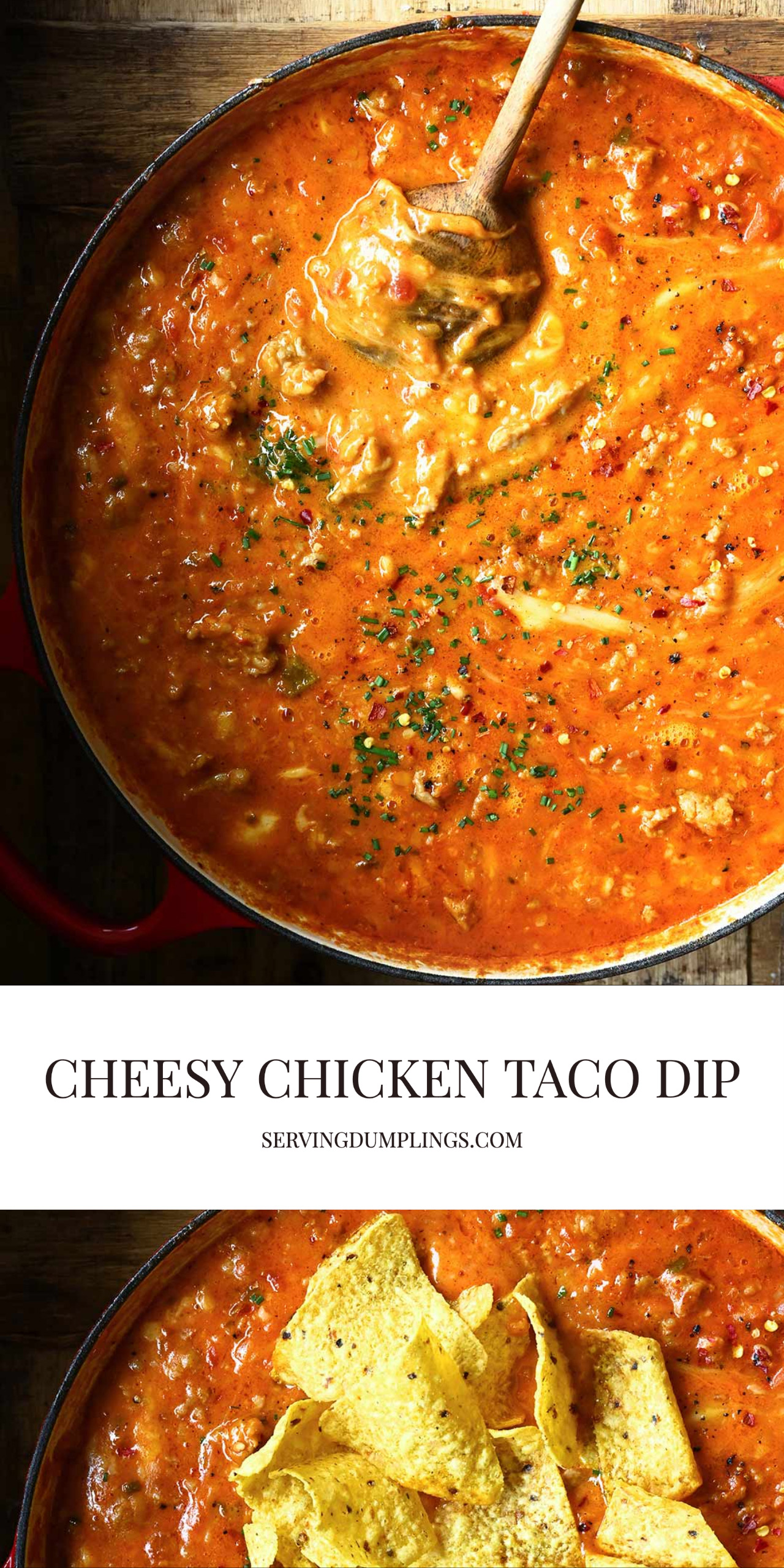 Cheesy Chicken Taco Dip Serving Dumplings