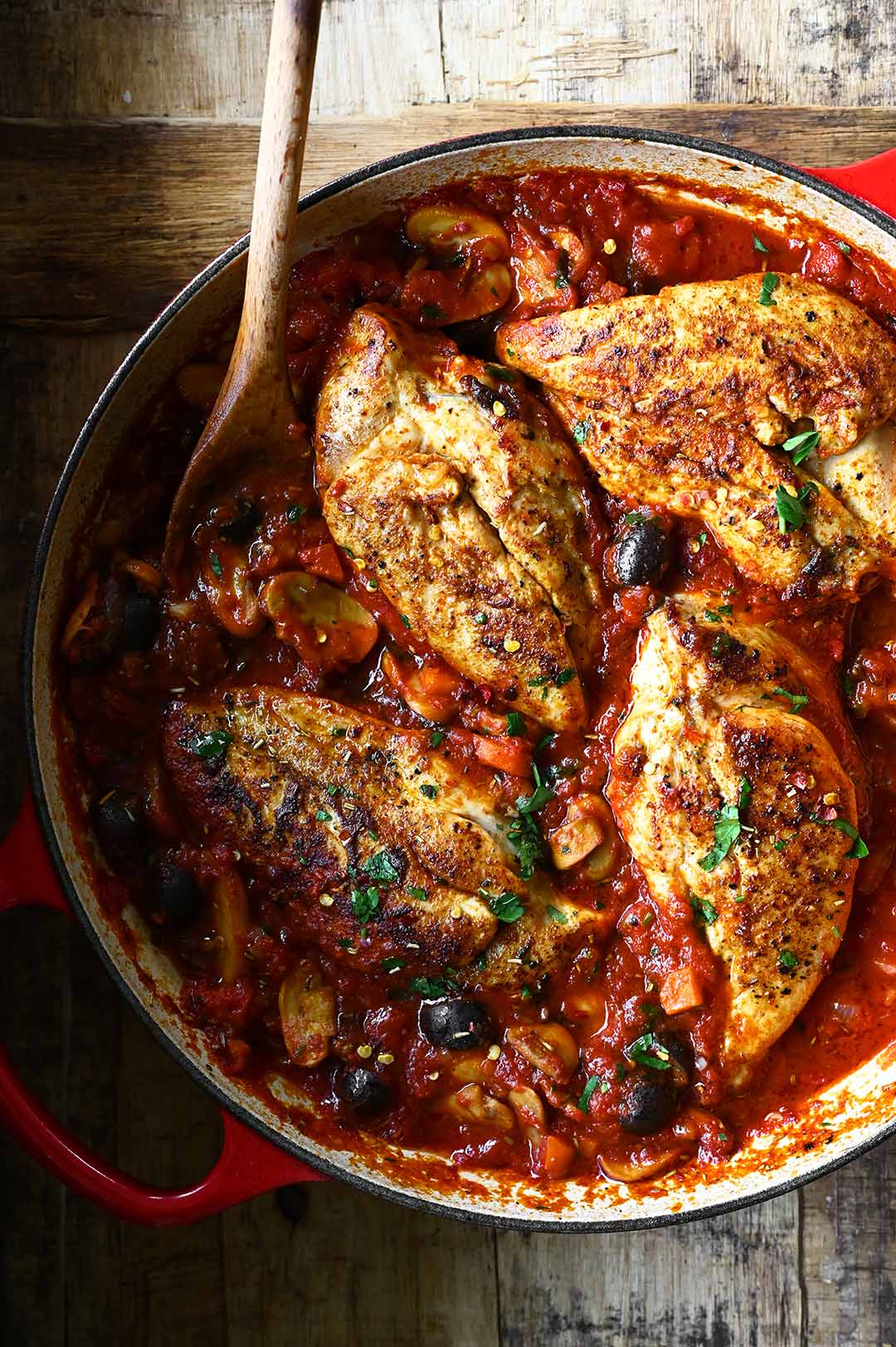 Chicken Cacciatore - Serving Dumplings