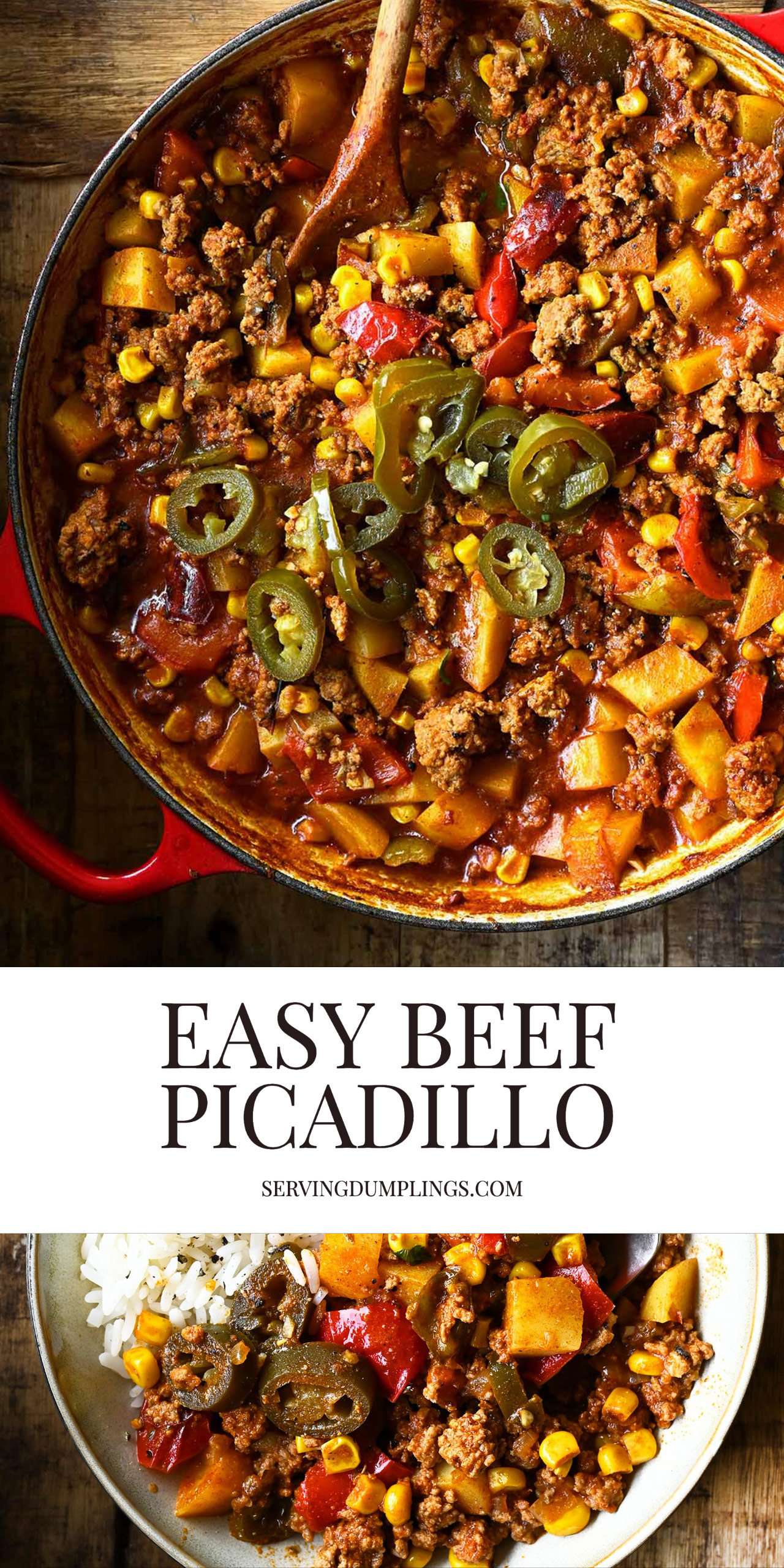 Easy Beef Picadillo - Serving Dumplings