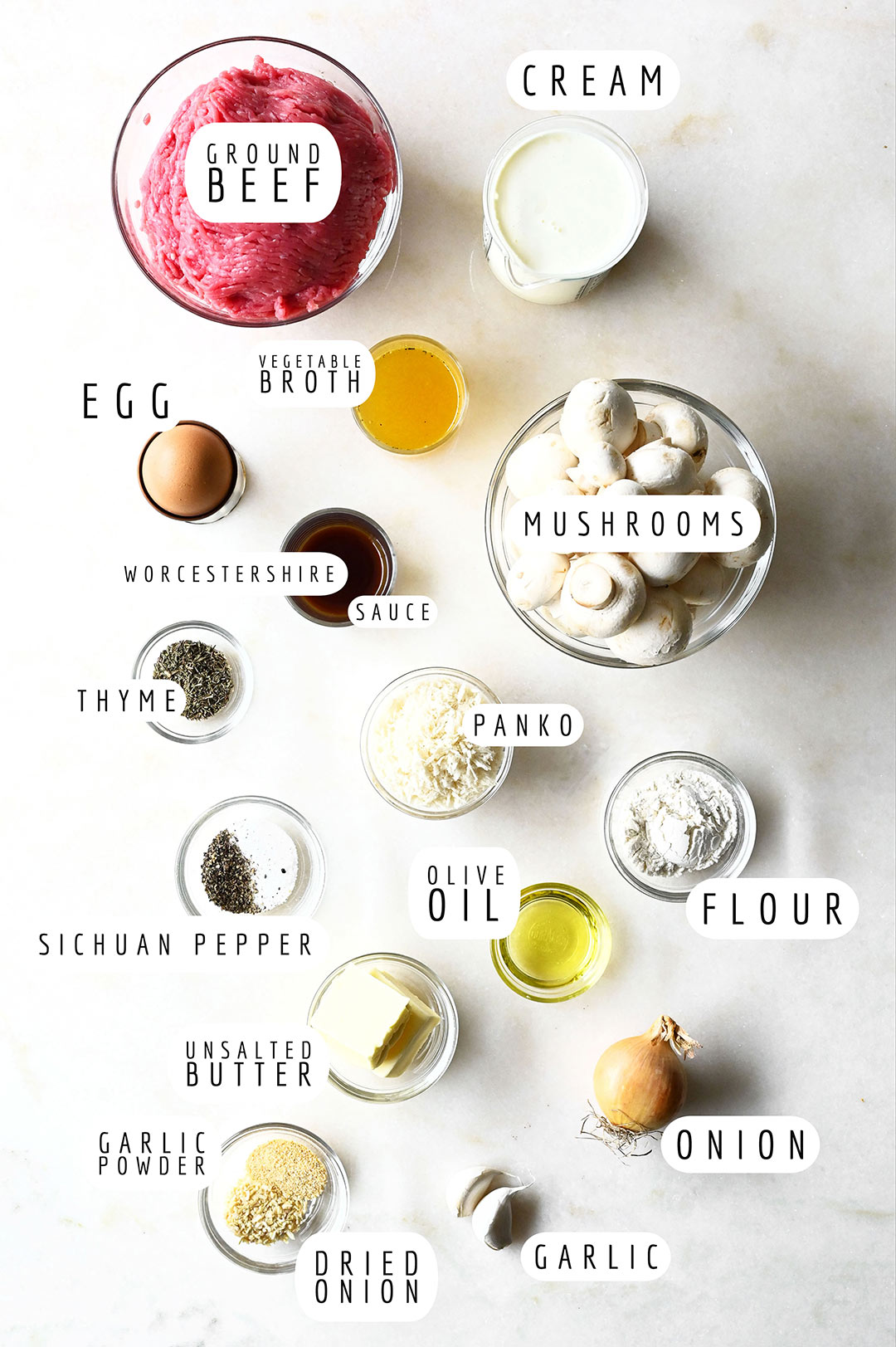 Hamburger steaks met champignonroomsaus