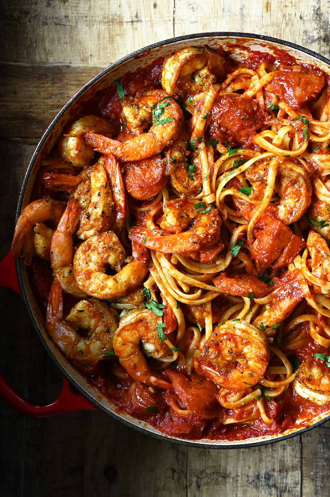 spicy cajun shrimp pasta with sausage