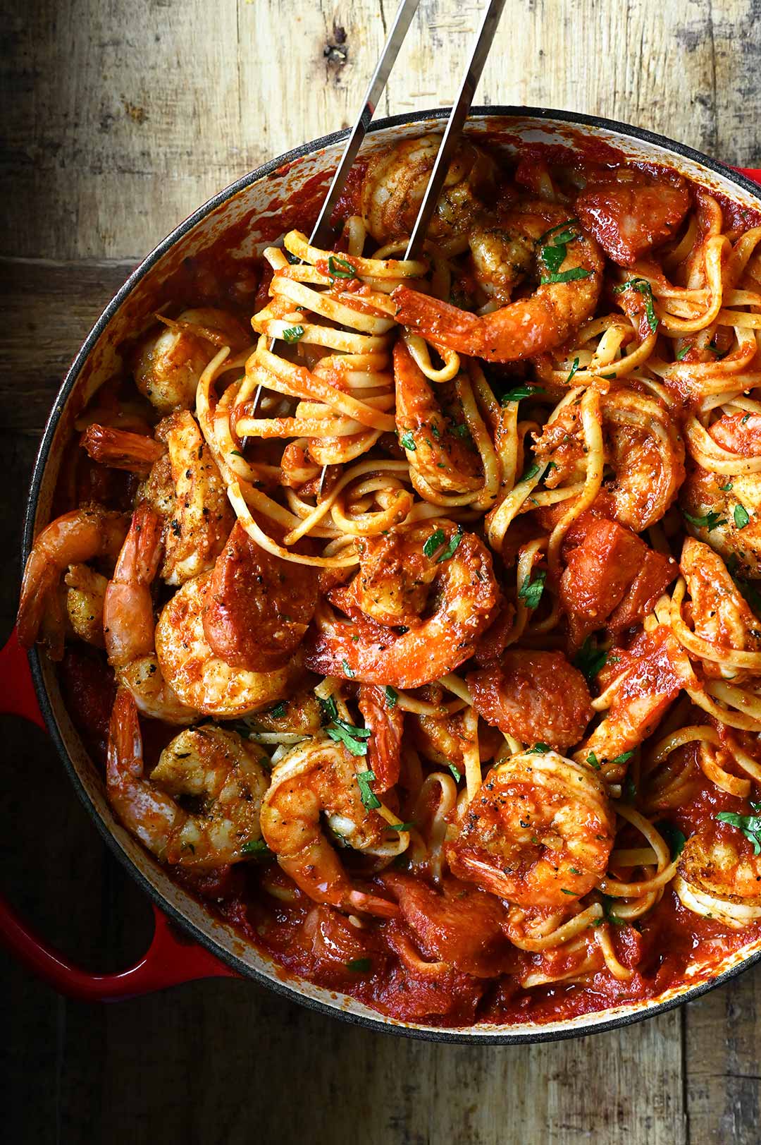 spicy cajun shrimp pasta with sausage