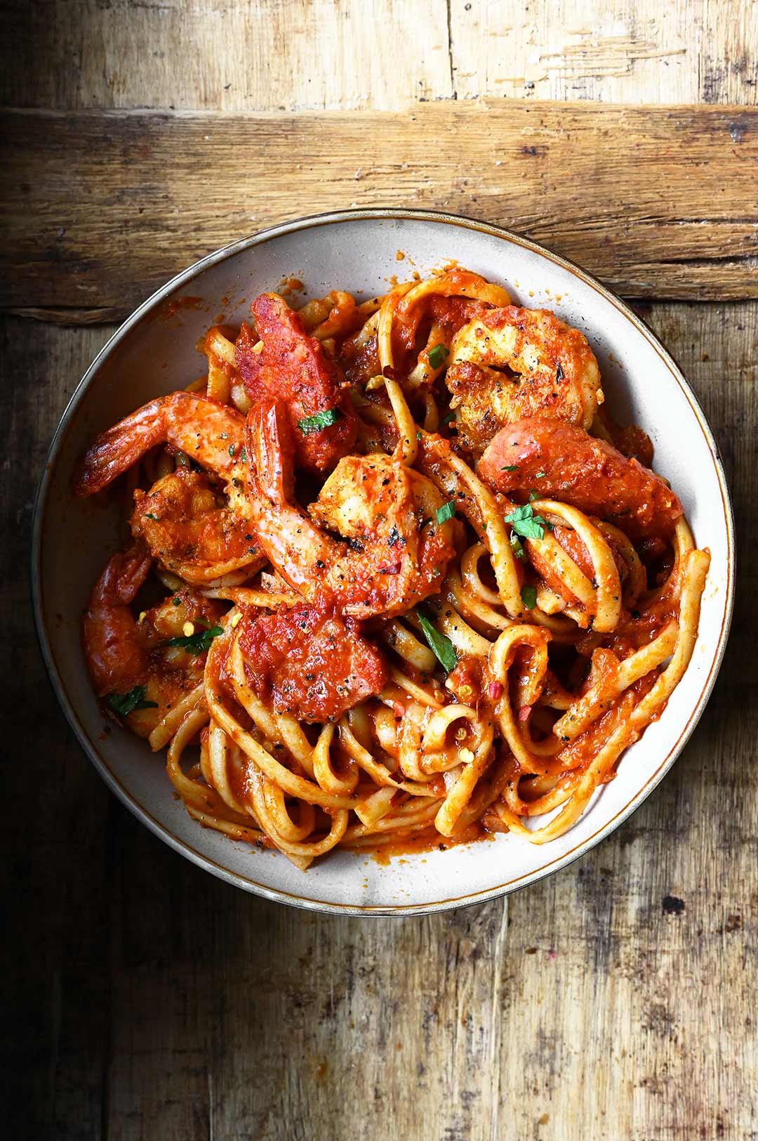 spicy cajun shrimp pasta with sausage