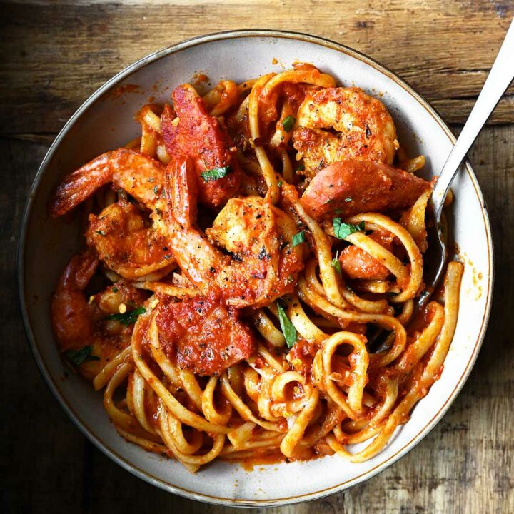 spicy cajun shrimp pasta with sausage