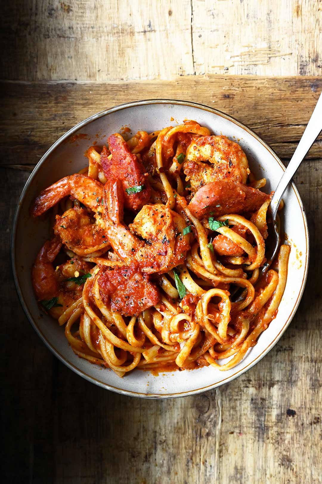 spicy cajun shrimp pasta with sausage