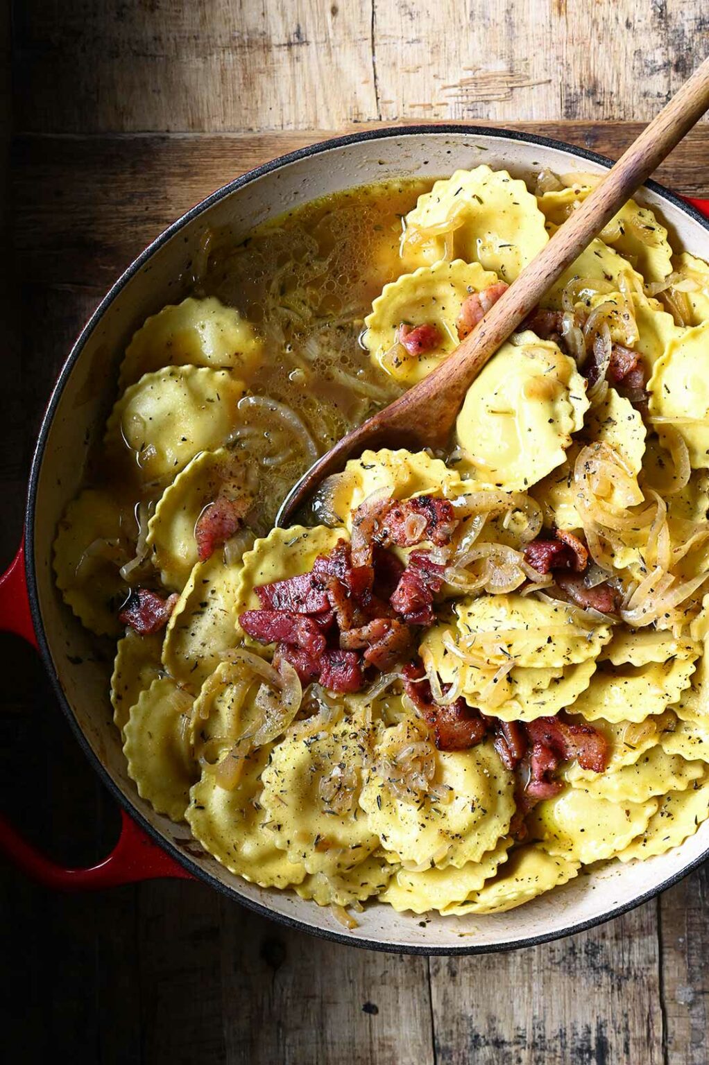 French Onion Ravioli - Serving Dumplings