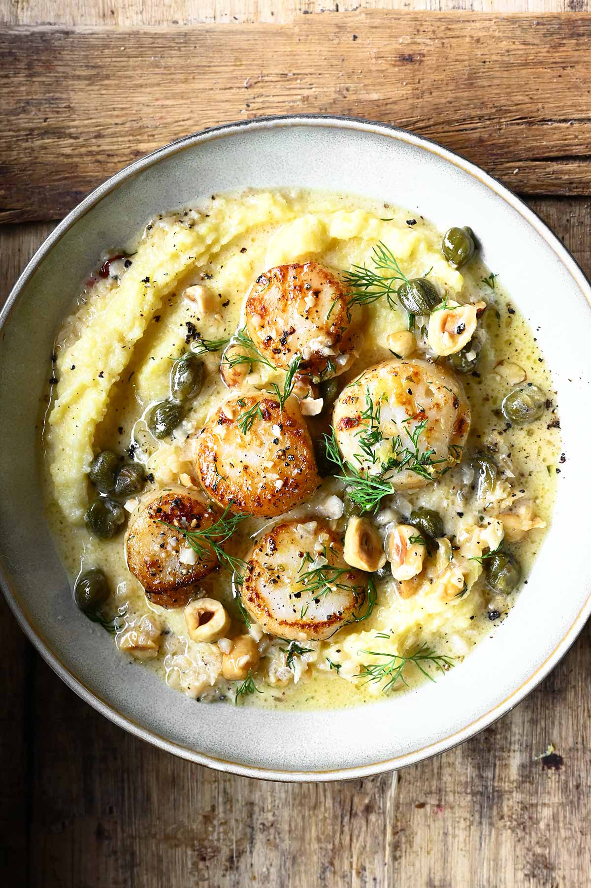 lemon garlic scallops with polenta