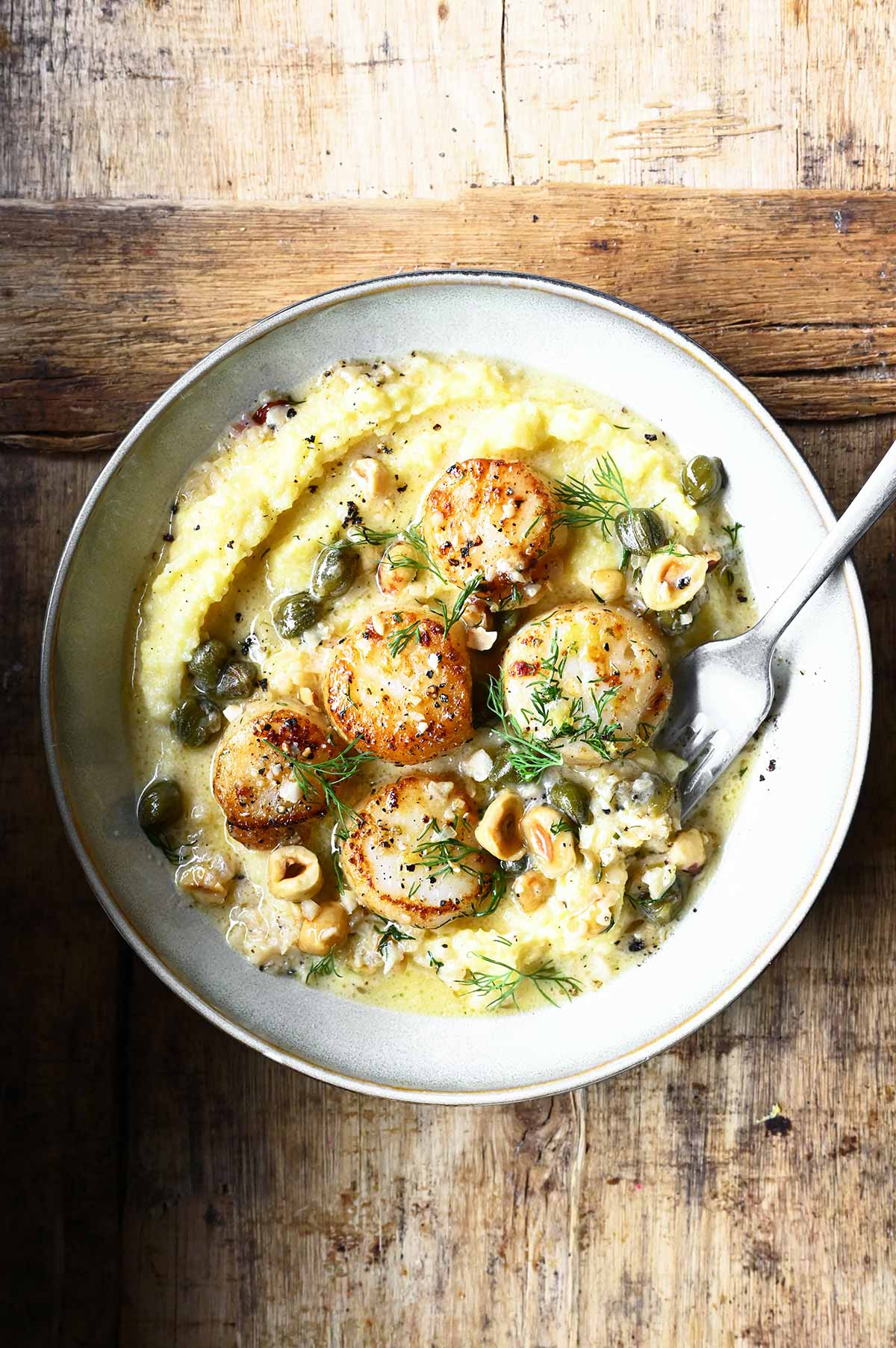 lemon garlic scallops with polenta