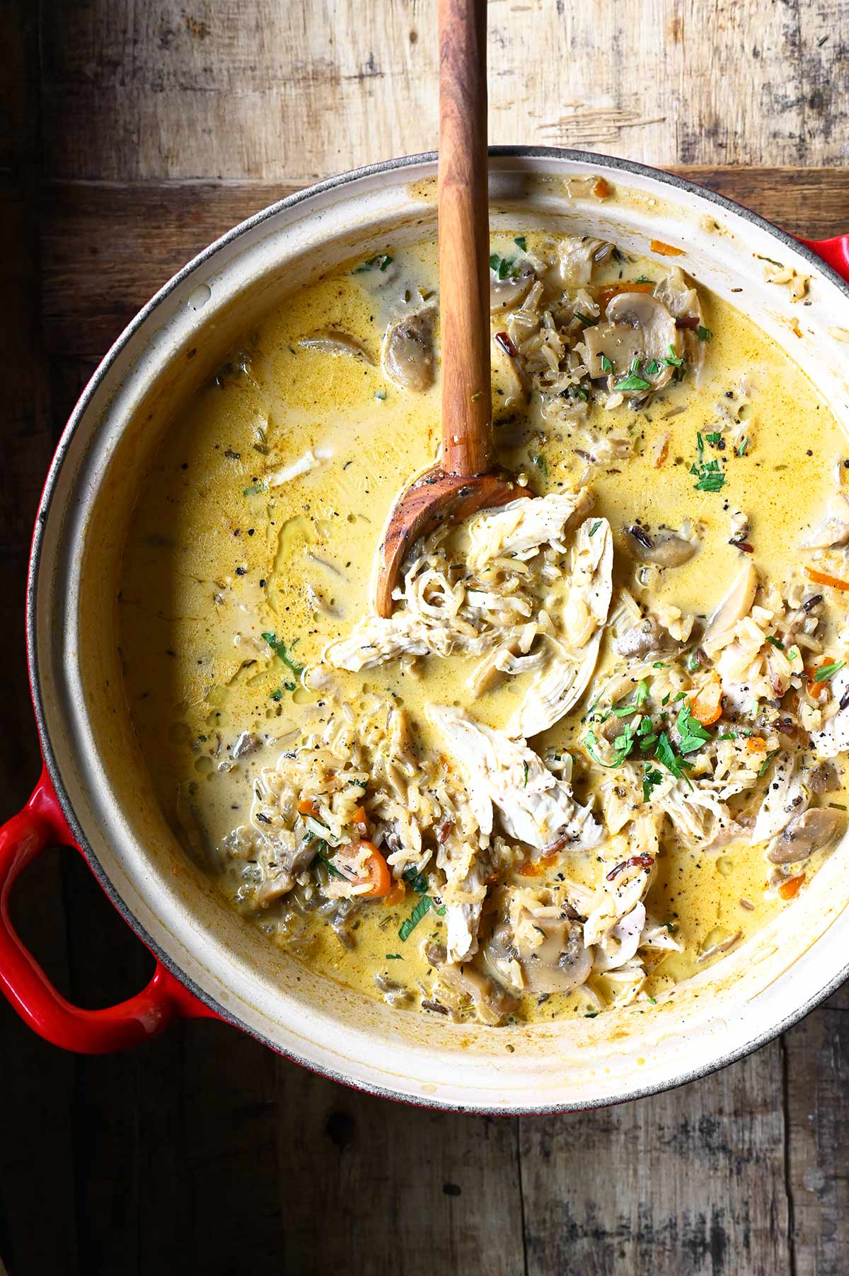 mushroom chicken and wild rice soup