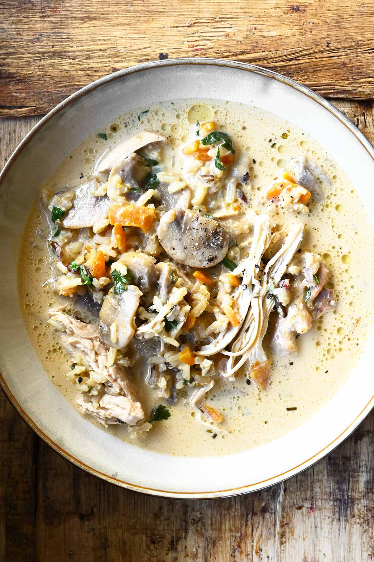 mushroom chicken and wild rice soup