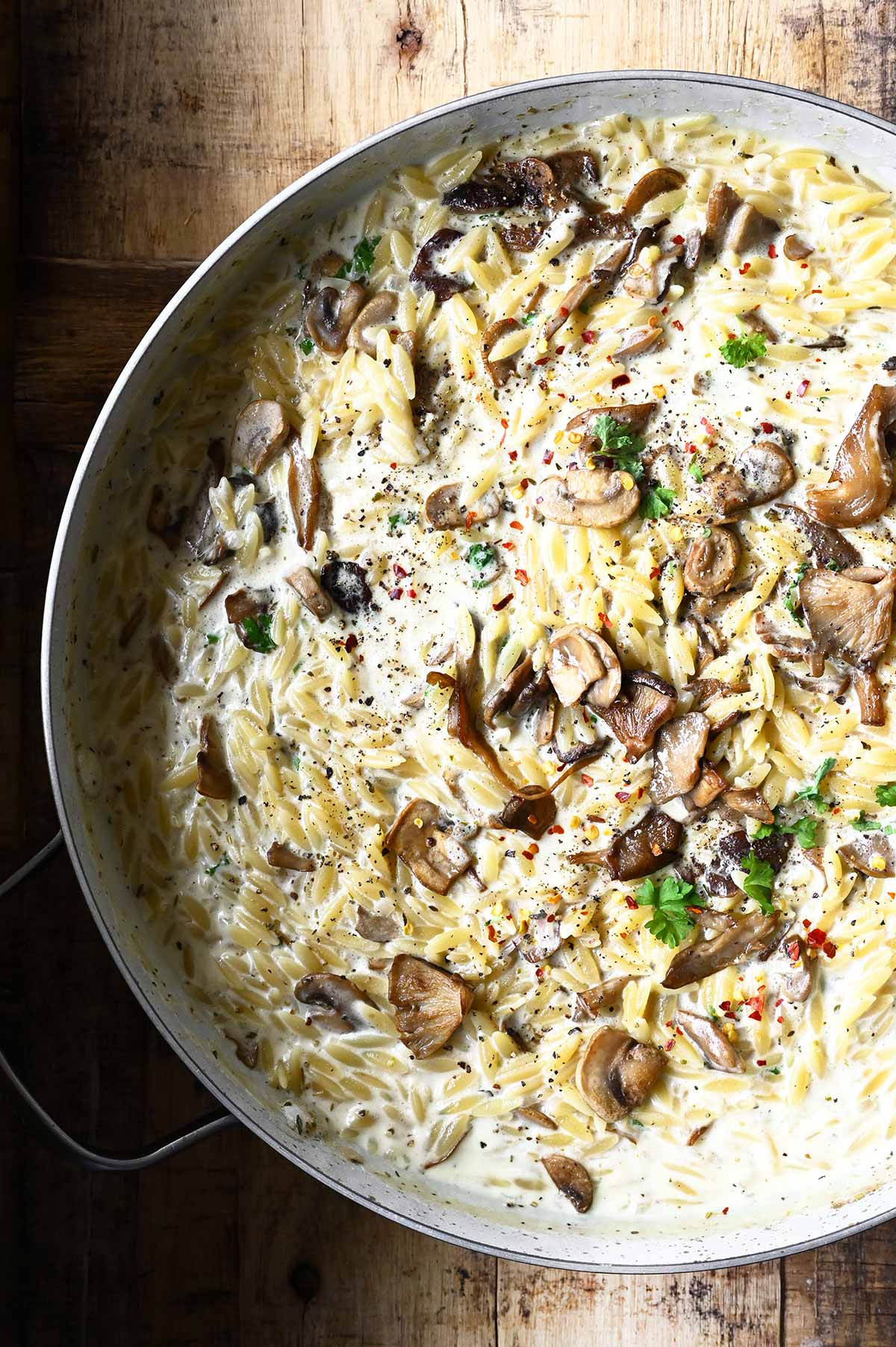 one pot creamy garlic mushroom orzo