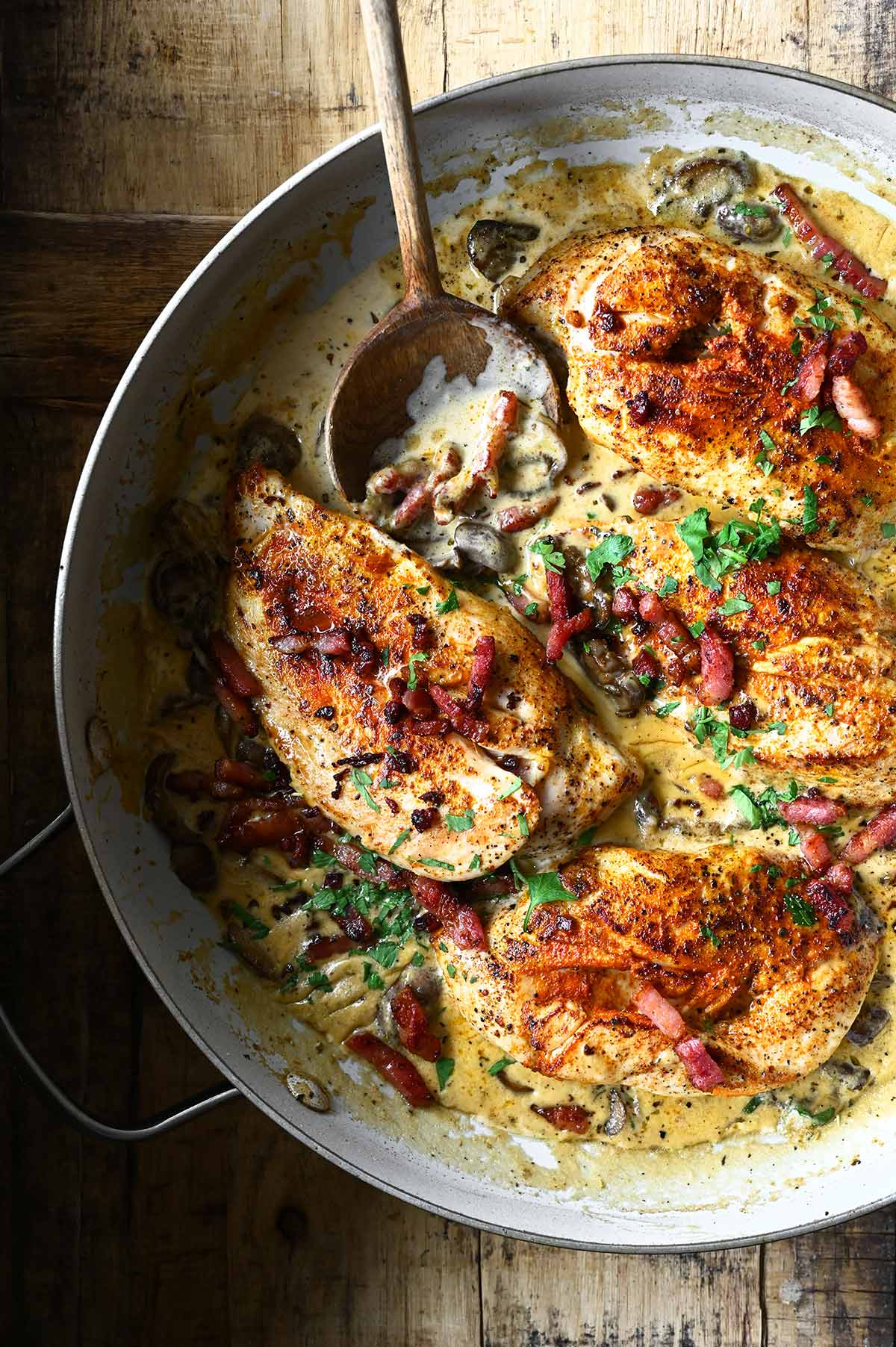 garlic mushroom chicken with bacon