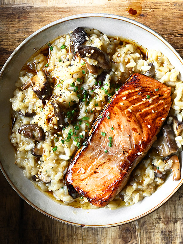 Japanese Style Risotto with Seared Salmon
