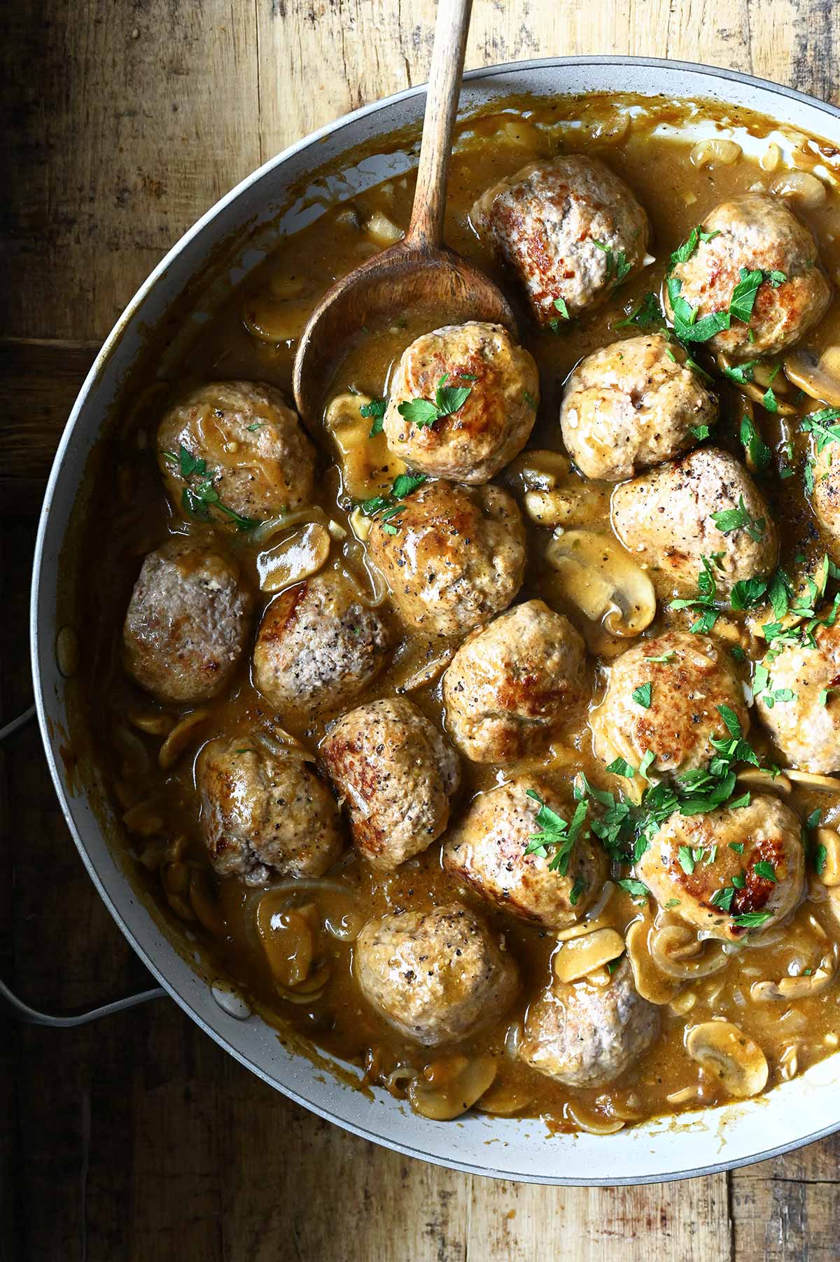 salisbury steak meatballs with mushroom gravy