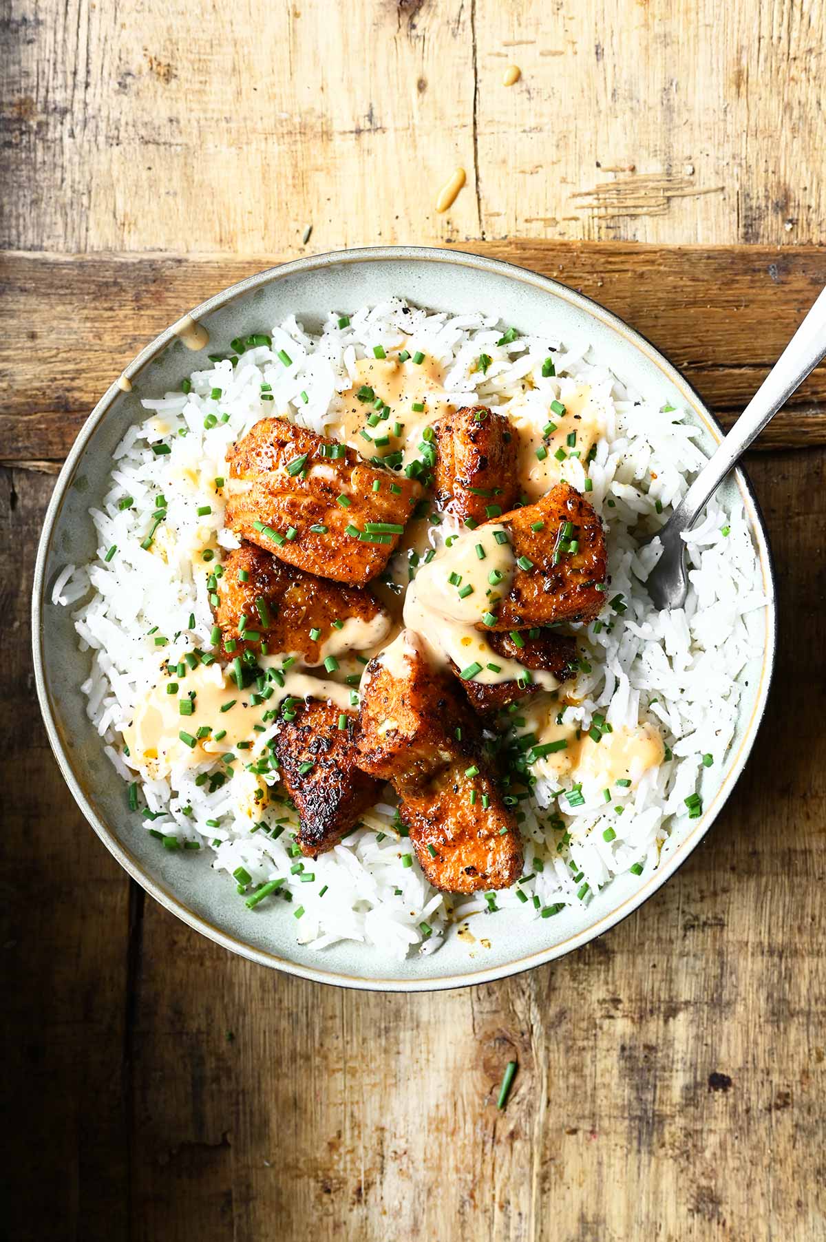 cajun bang bang salmon bowls