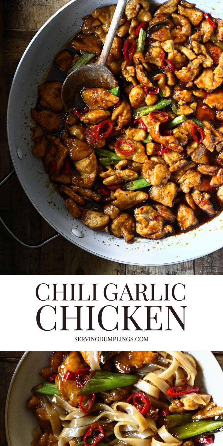 Chili Garlic Chicken - Serving Dumplings
