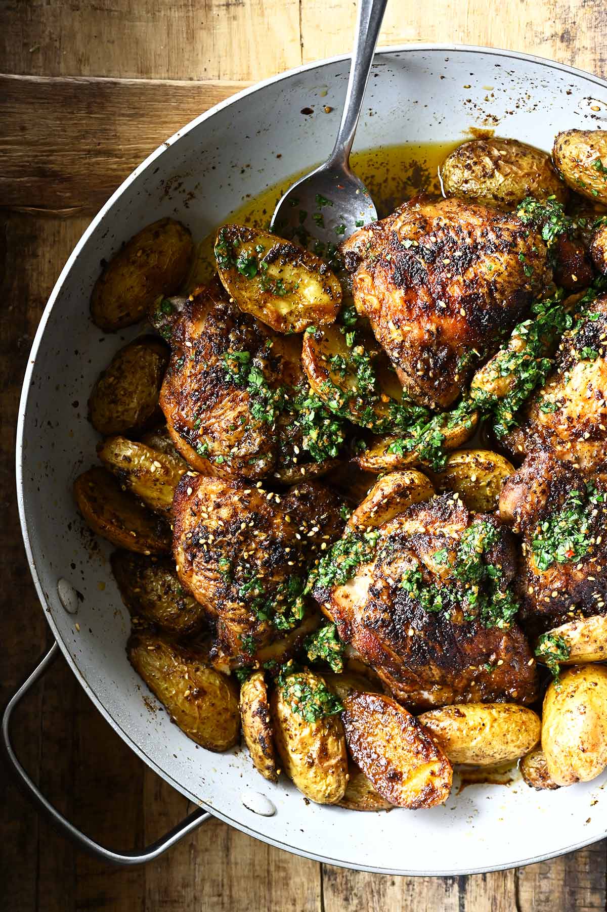 crispy za'atar potatoes with chicken