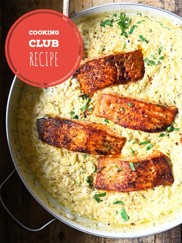 one pot salmon alfredo orzo