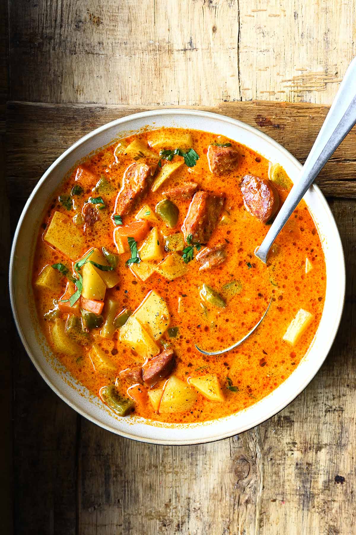 spanish potato soup with chorizo
