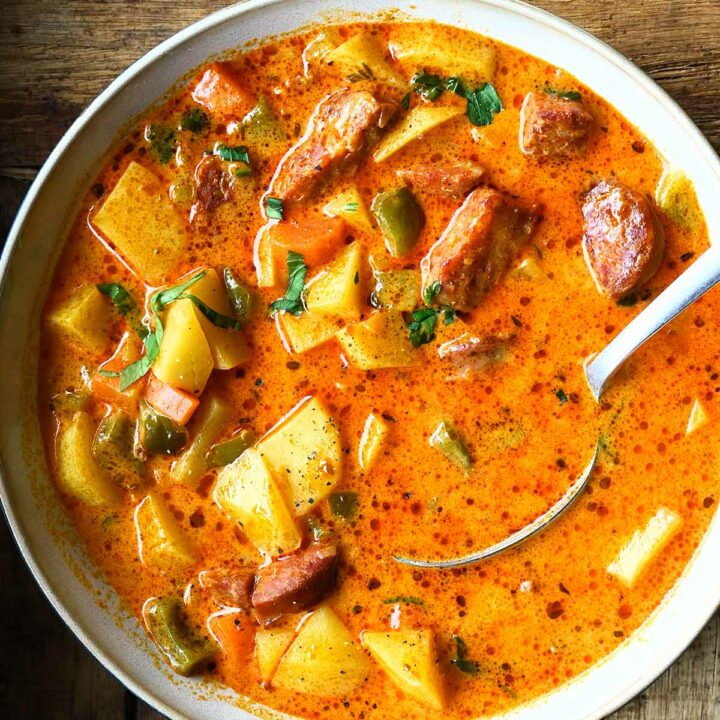 spanish potato soup with chorizo