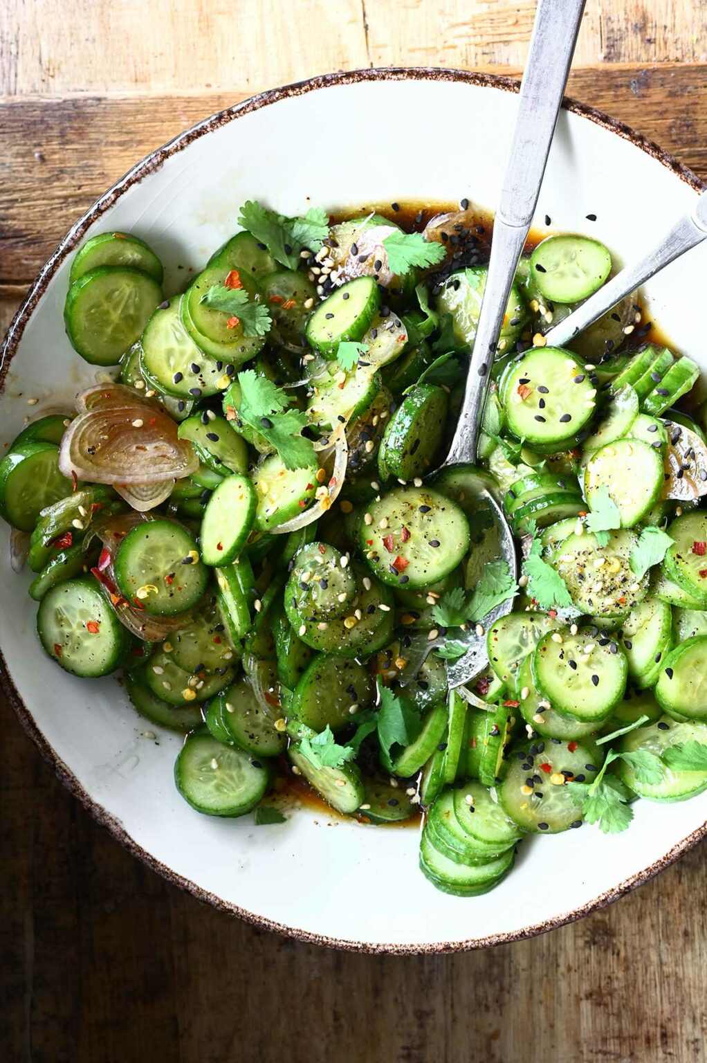 Asian Cucumber Salad - Serving Dumplings