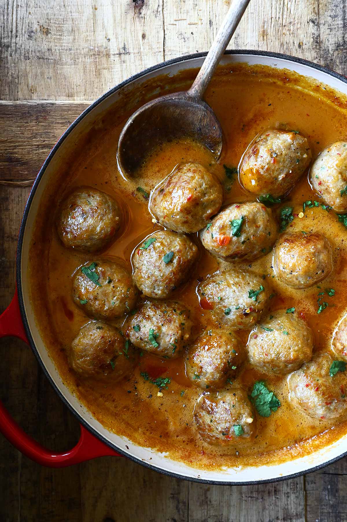 creamy sweet chili chicken meatballs