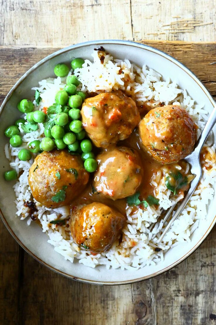 Creamy Sweet Chili Chicken Meatballs Serving Dumplings