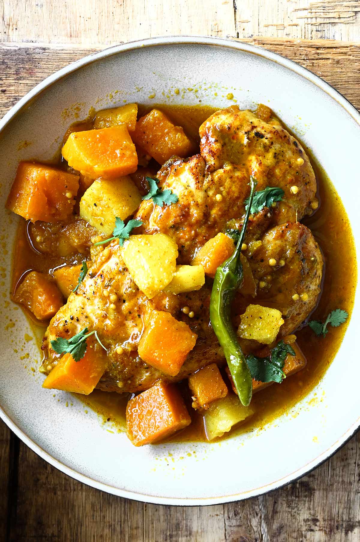 indian spiced chicken with sweet potatoes