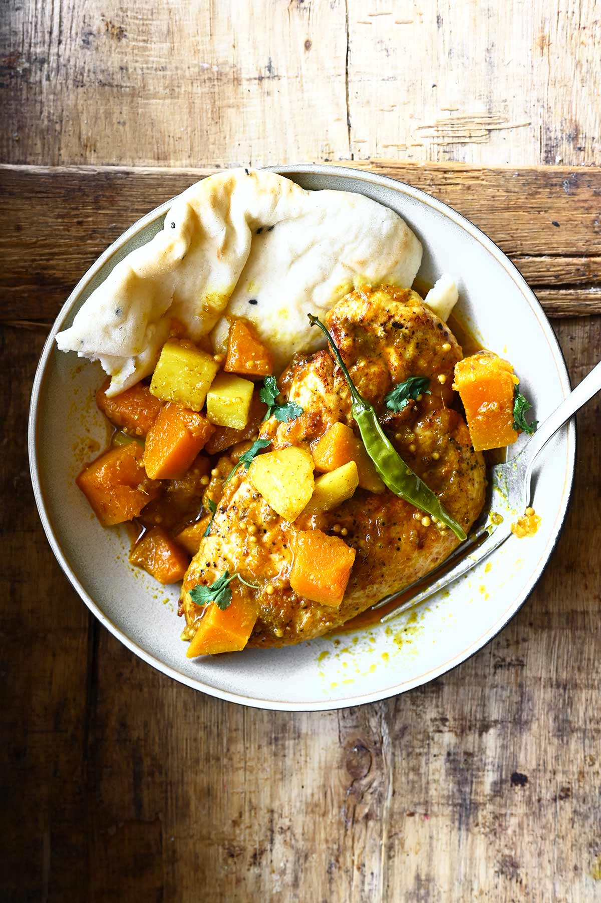 indian spiced chicken with sweet potatoes