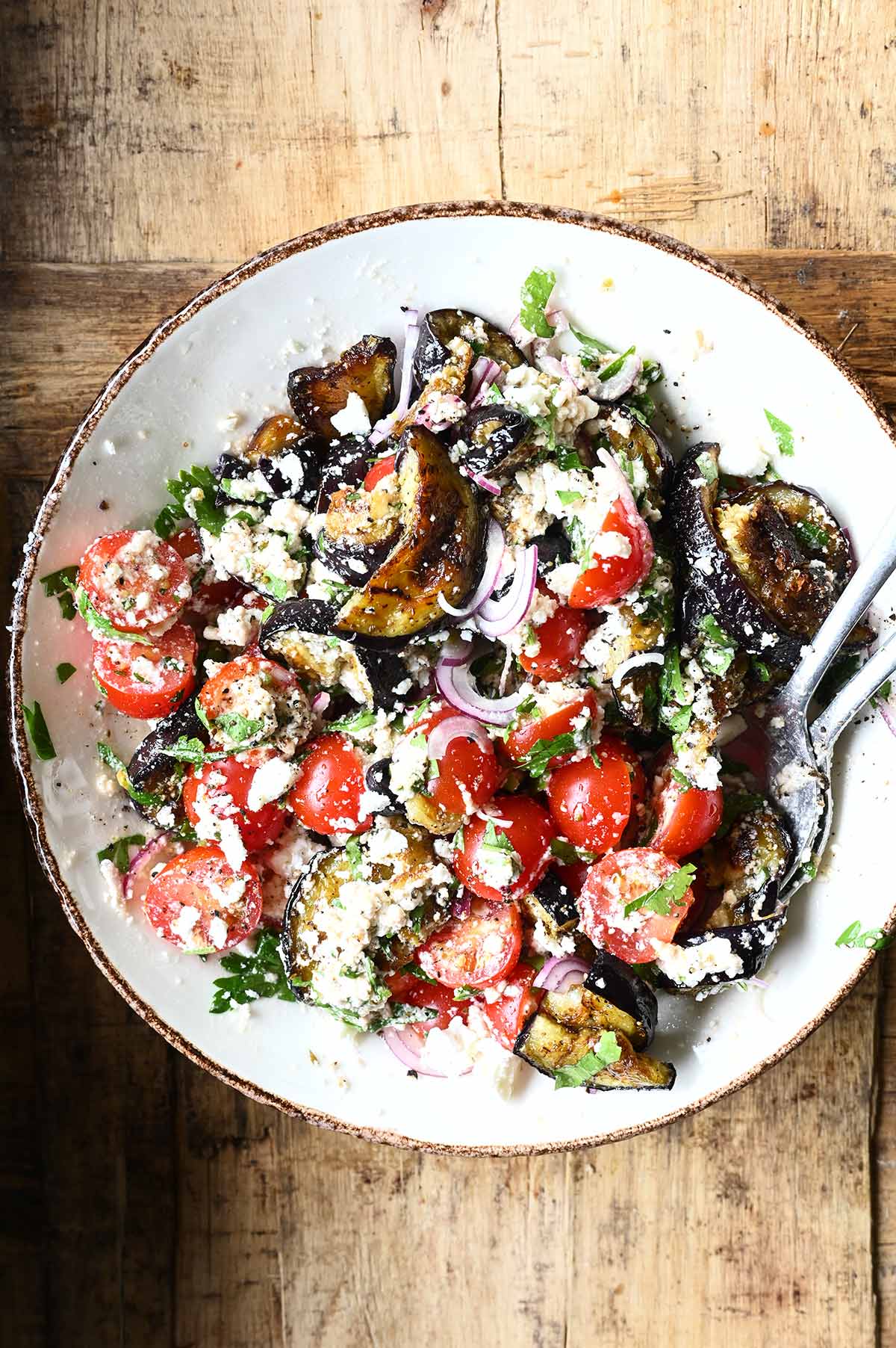 Roasted Eggplant Salad with Feta Dressing roasted eggplant salad with feta dressing