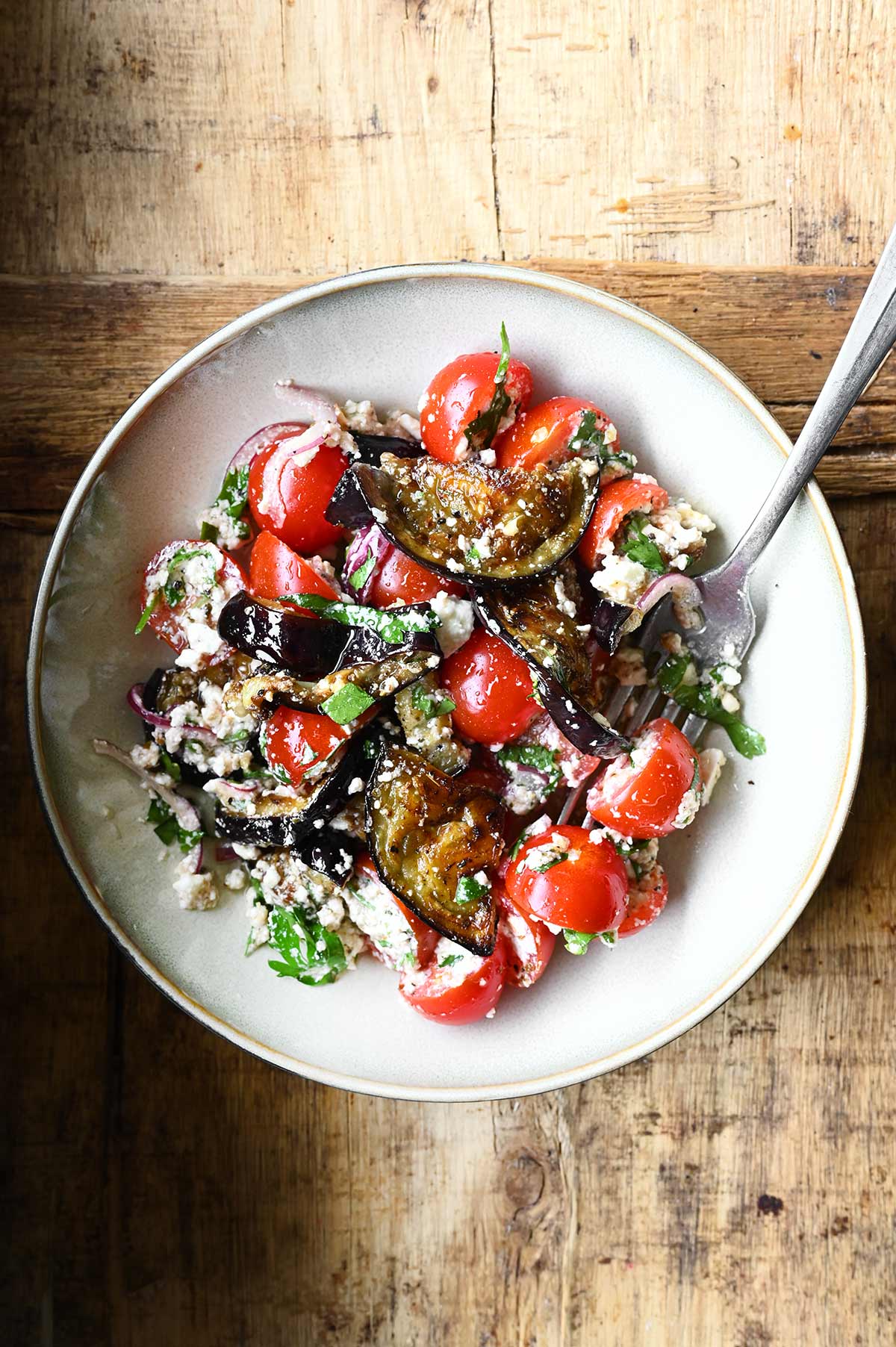 Roasted Eggplant Salad with Feta Dressing roasted eggplant salad with feta dressing