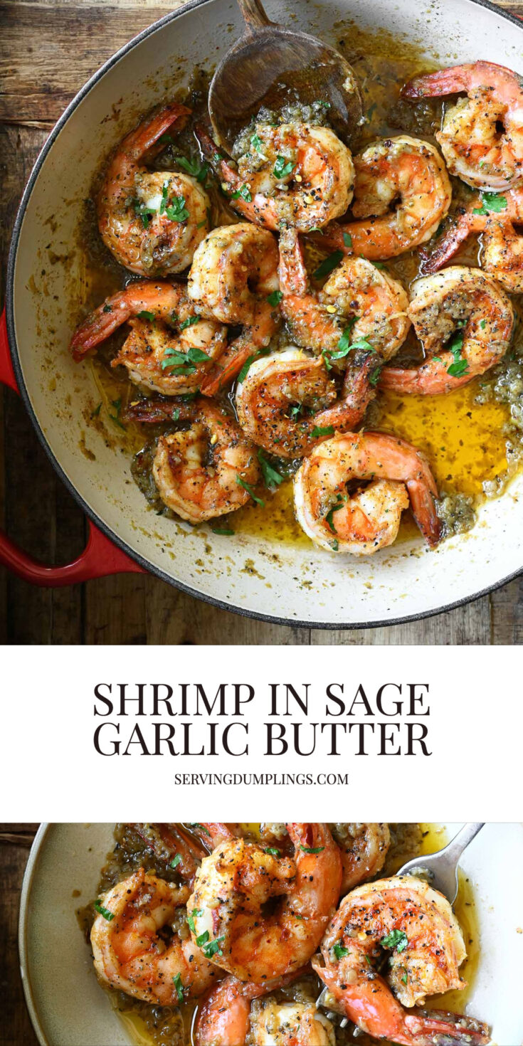 Shrimp in Sage Garlic Butter - Serving Dumplings