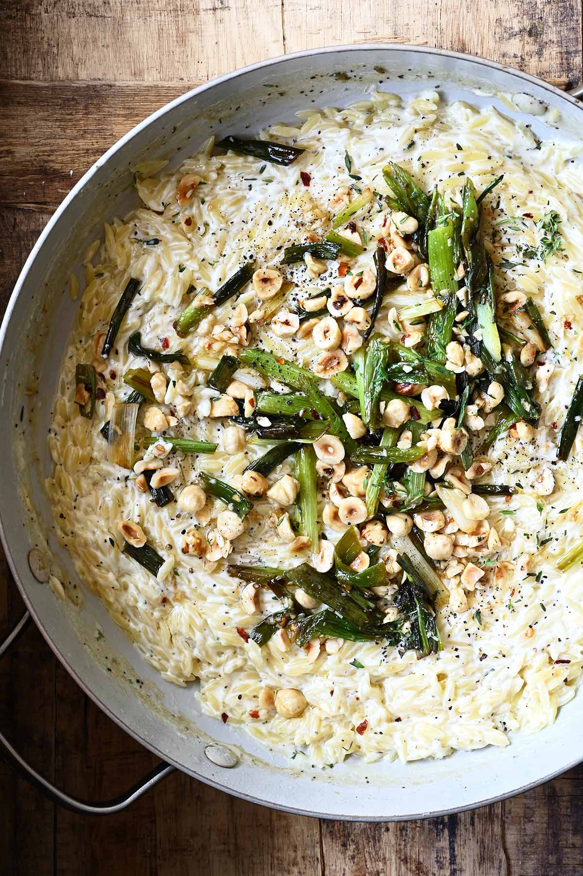 creamy orzo with charred scallions