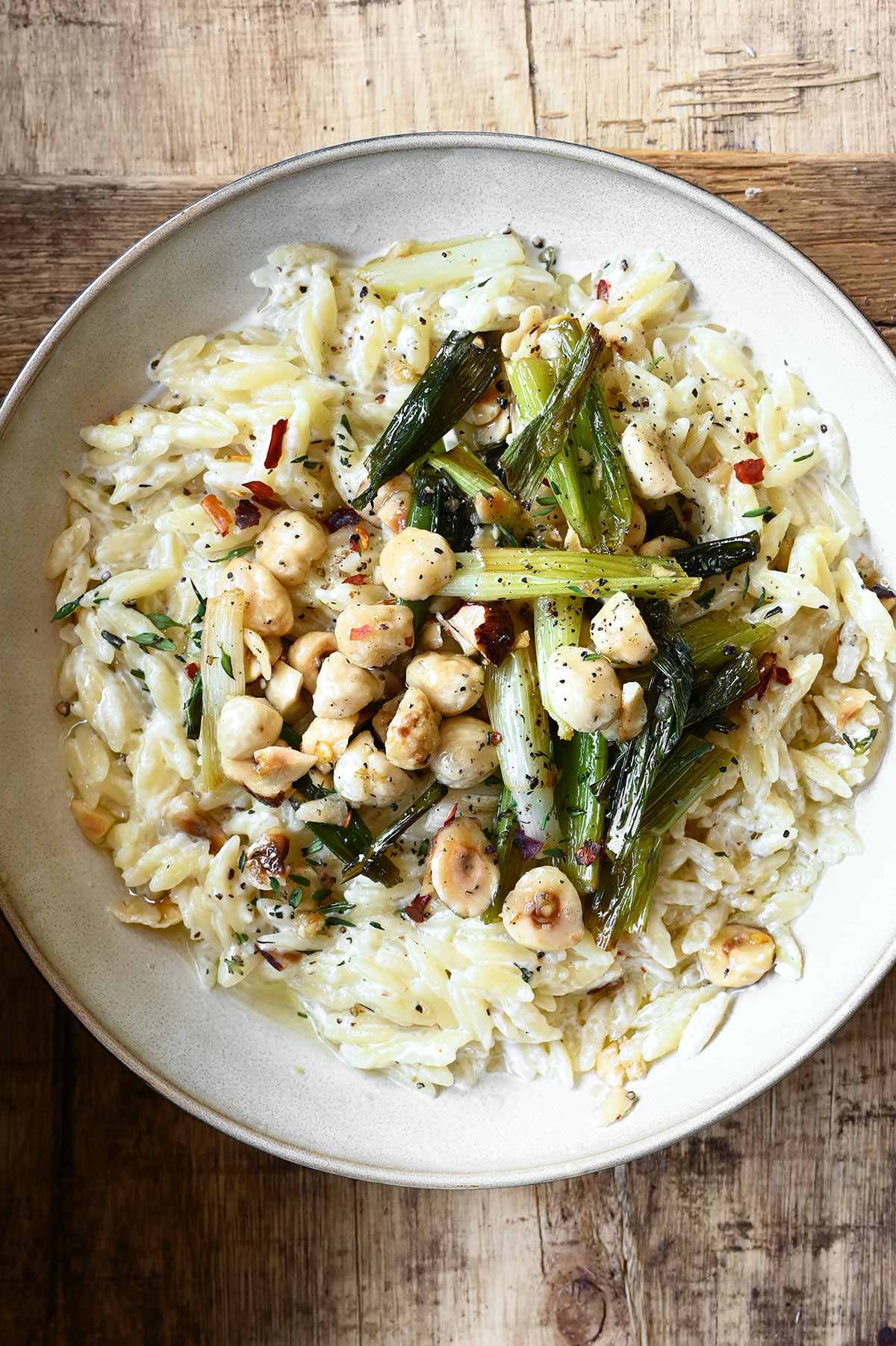 creamy orzo with charred scallions