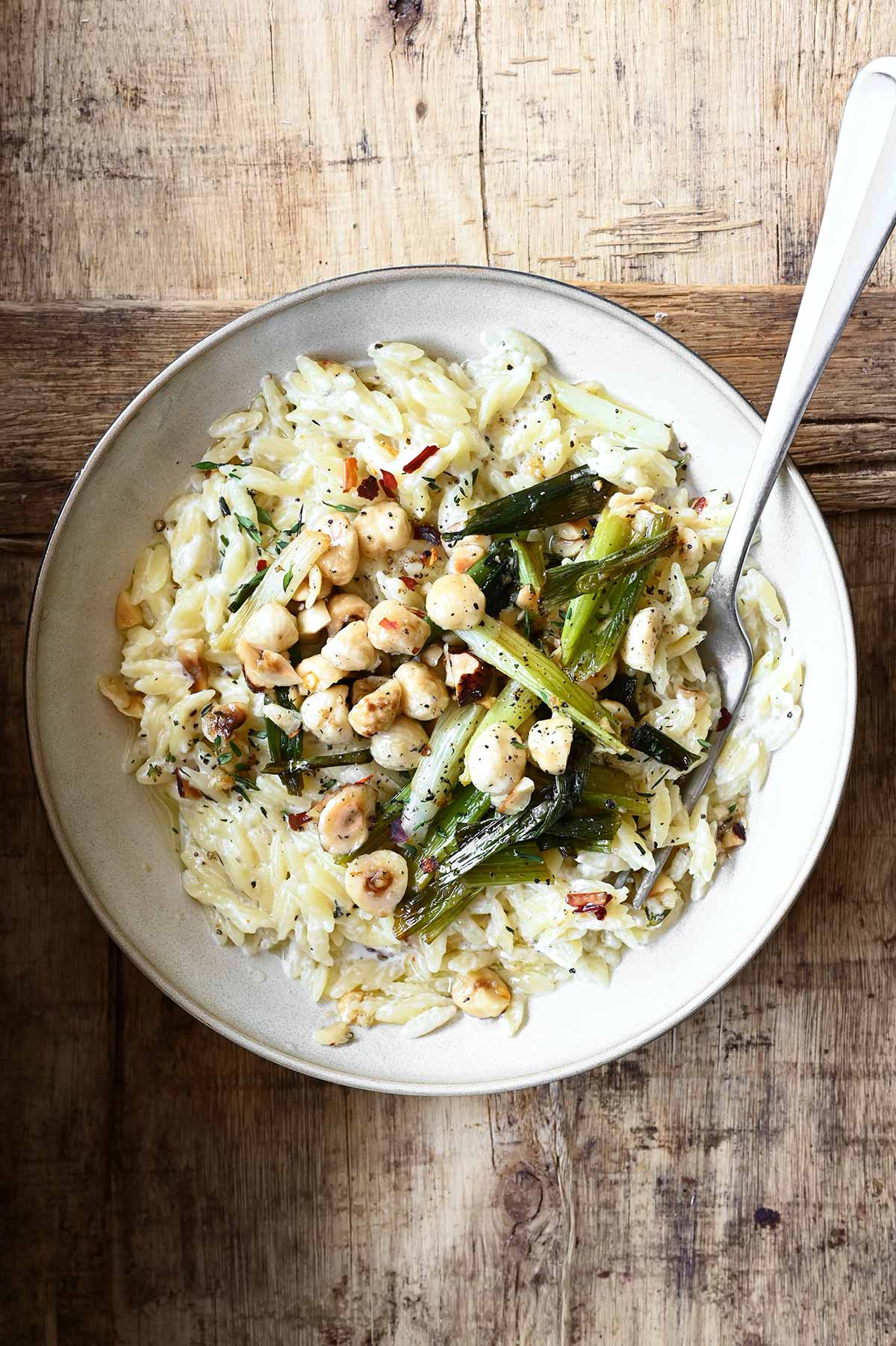 creamy orzo with charred scallions