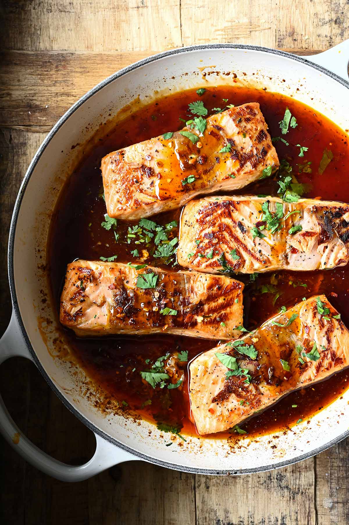 Salmon in Sweet Chili Sauce - Serving Dumplings