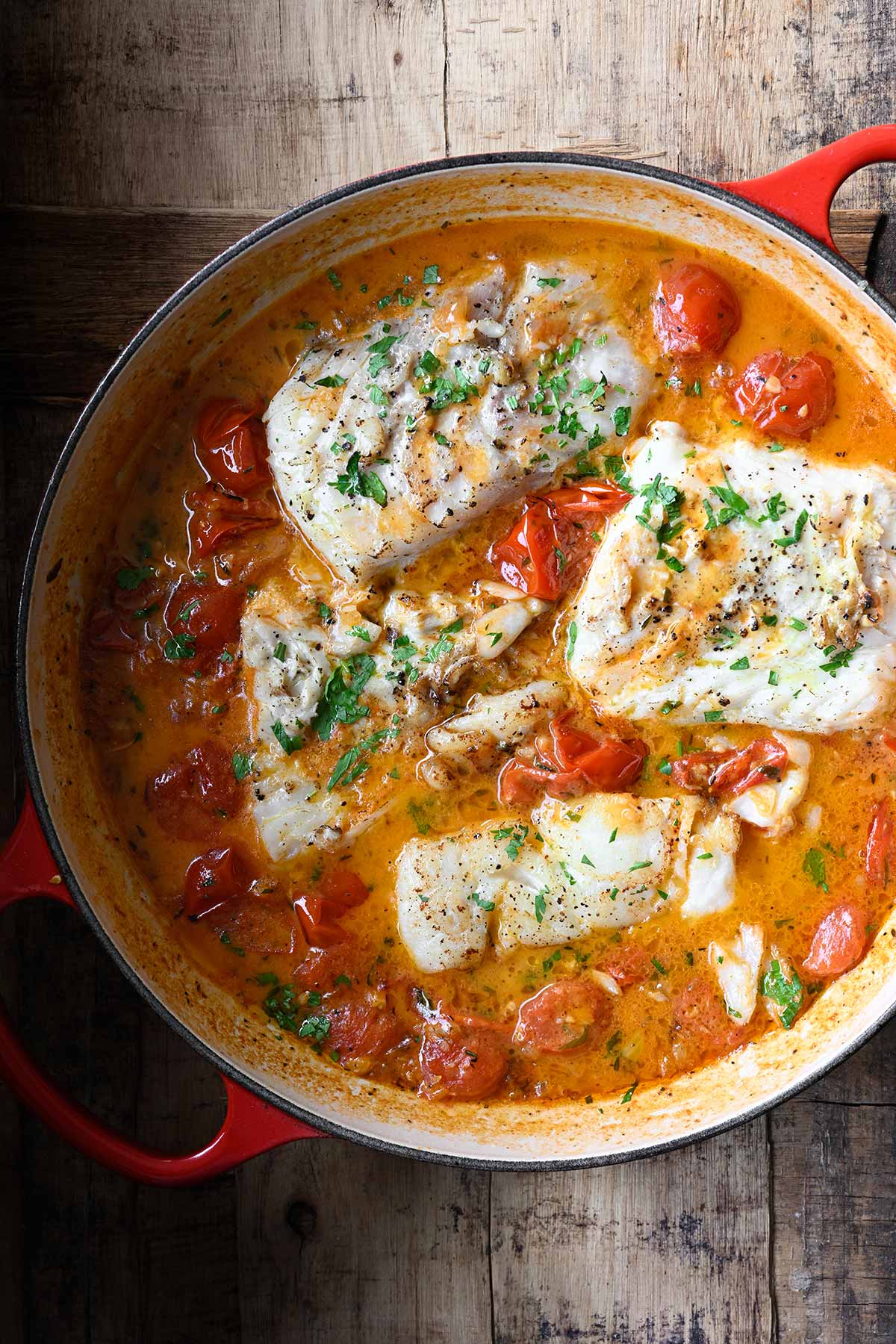 easy cod with braised tomatoes