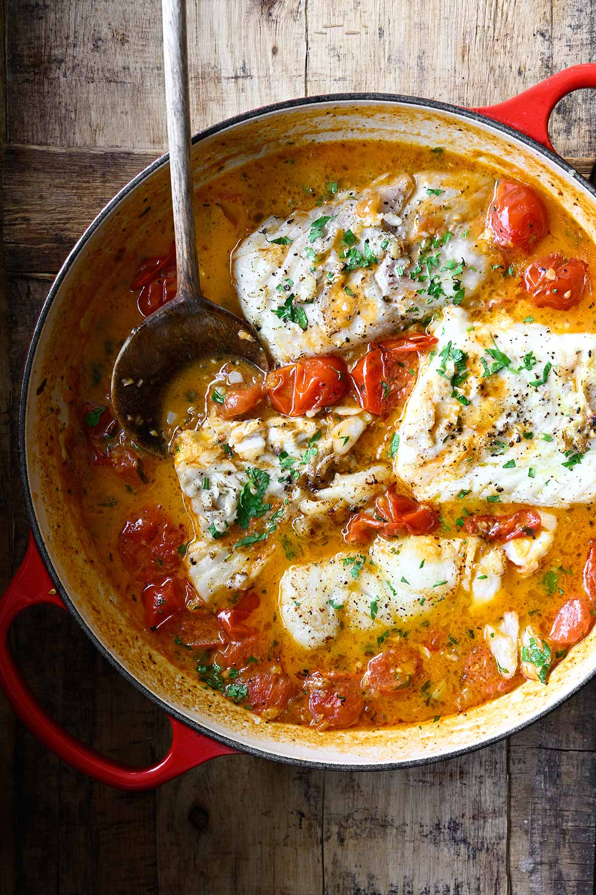 easy cod with braised tomatoes